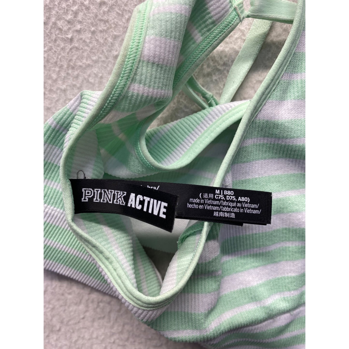 Pink Active Seamless Sports Bra Medium Striped Adjustable Straps #7131