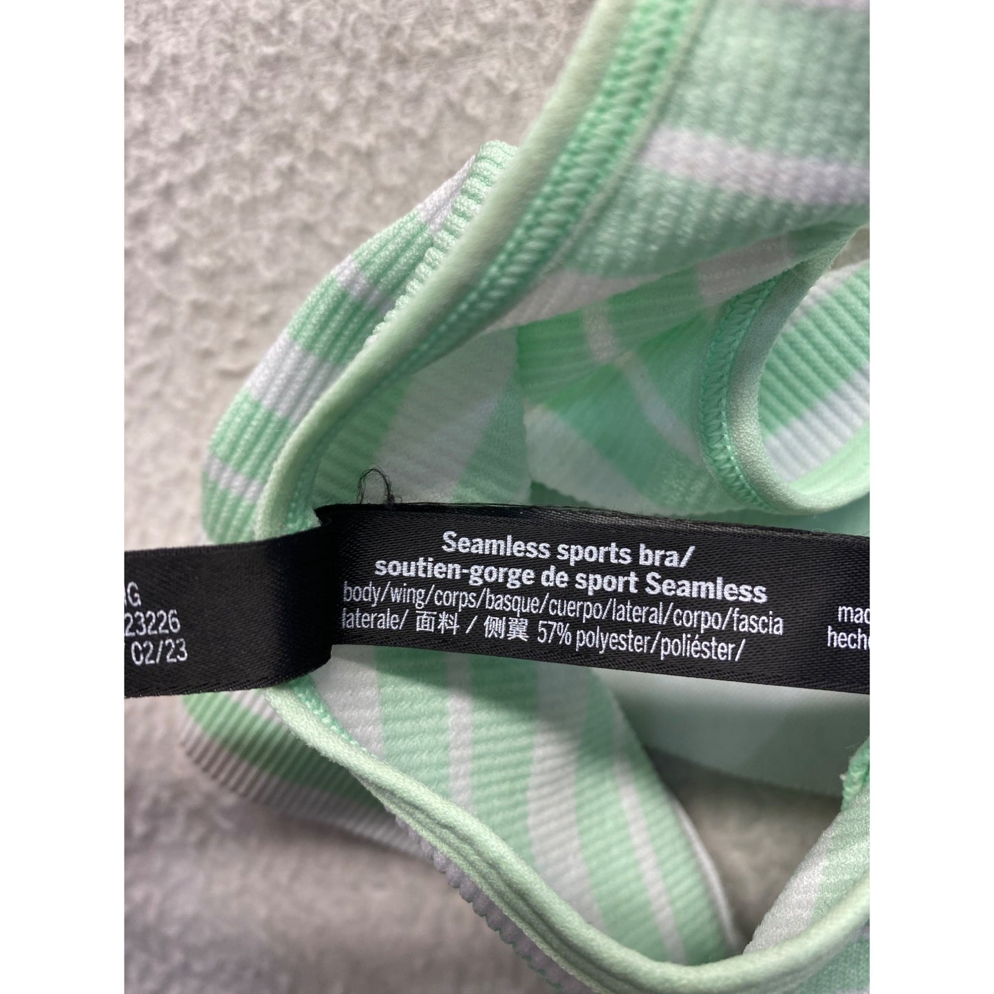 Pink Active Seamless Sports Bra Medium Striped Adjustable Straps #7131