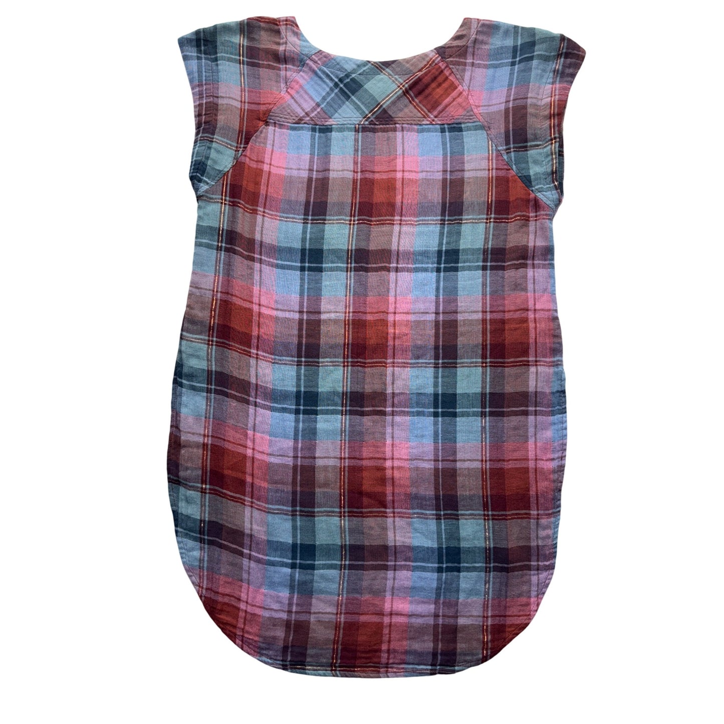 Akemi + Kin Plaid Sleeveless Tunic Top S Cotton Blend #219B
