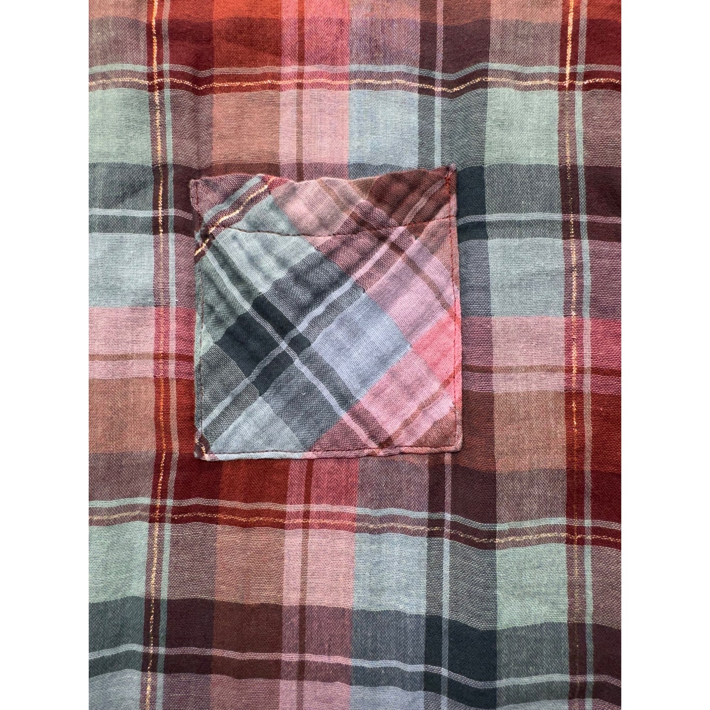 Akemi + Kin Plaid Sleeveless Tunic Top S Cotton Blend #219B