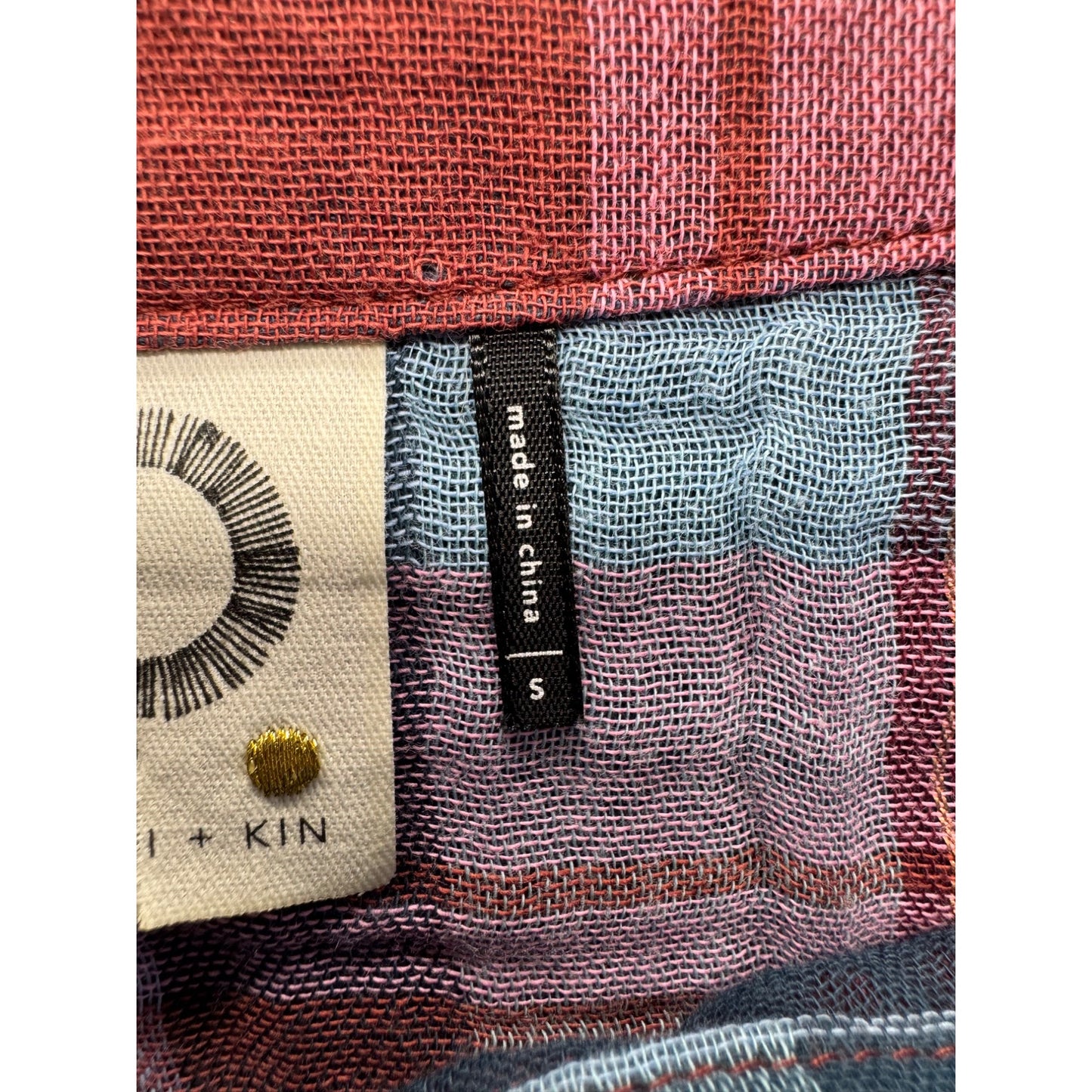 Akemi + Kin Plaid Sleeveless Tunic Top S Cotton Blend #219B