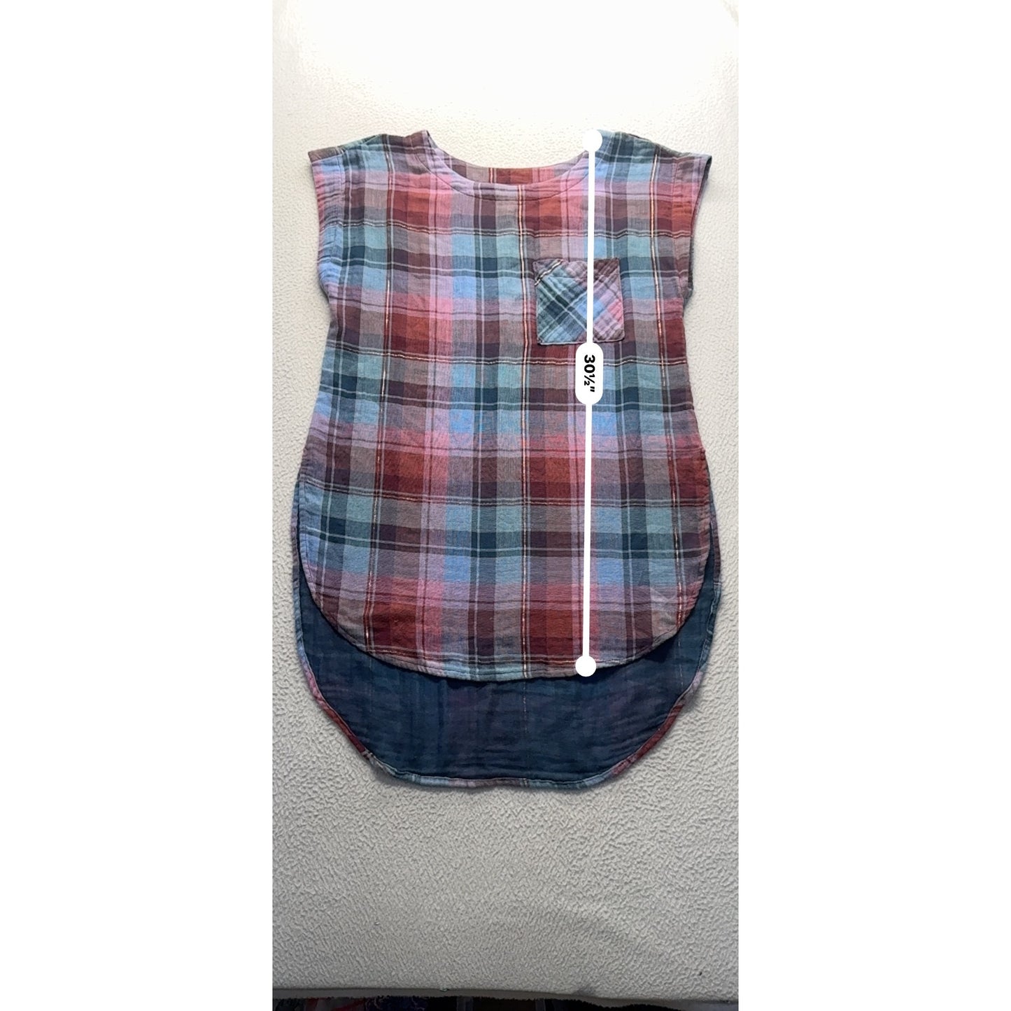 Akemi + Kin Plaid Sleeveless Tunic Top S Cotton Blend #219B