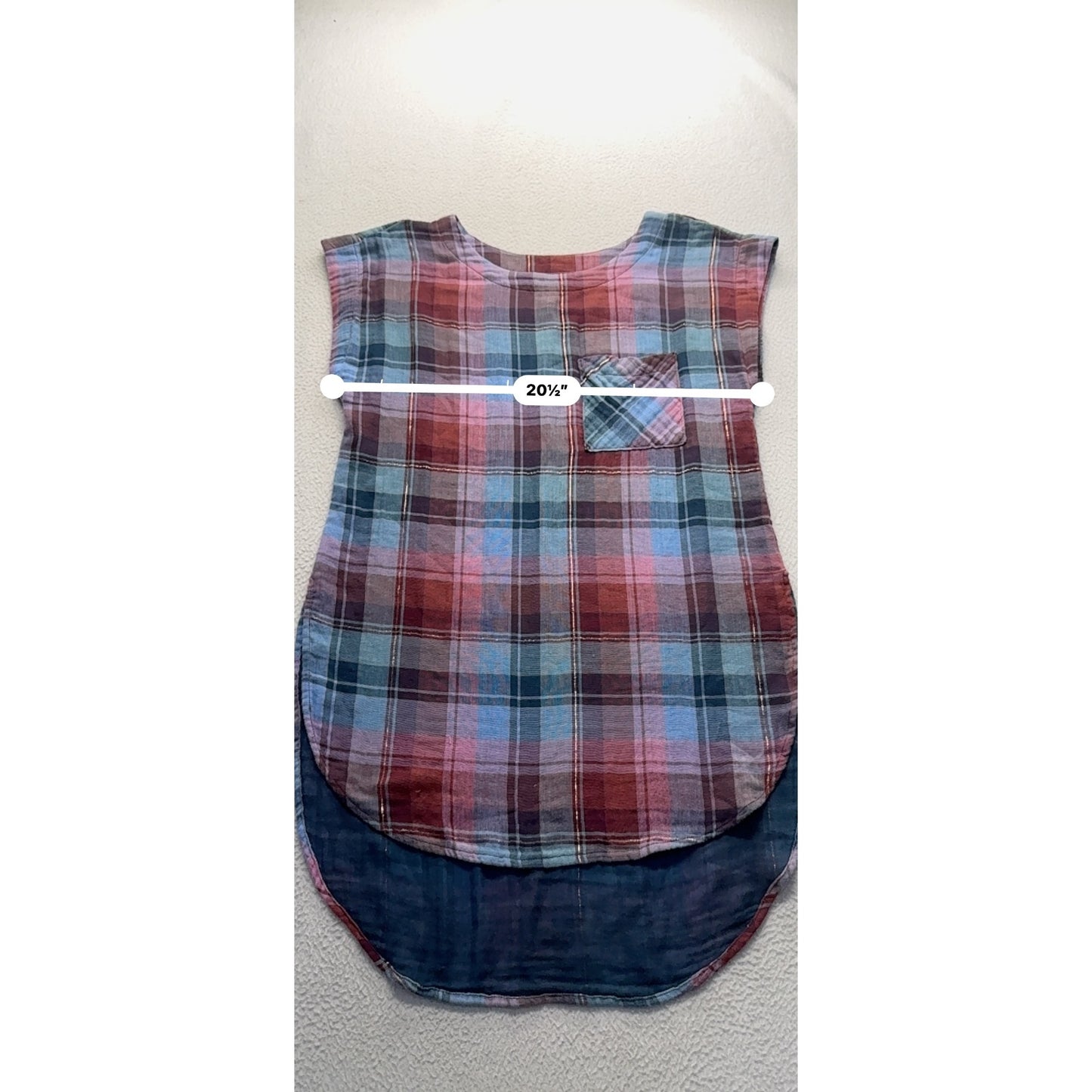 Akemi + Kin Plaid Sleeveless Tunic Top S Cotton Blend #219B