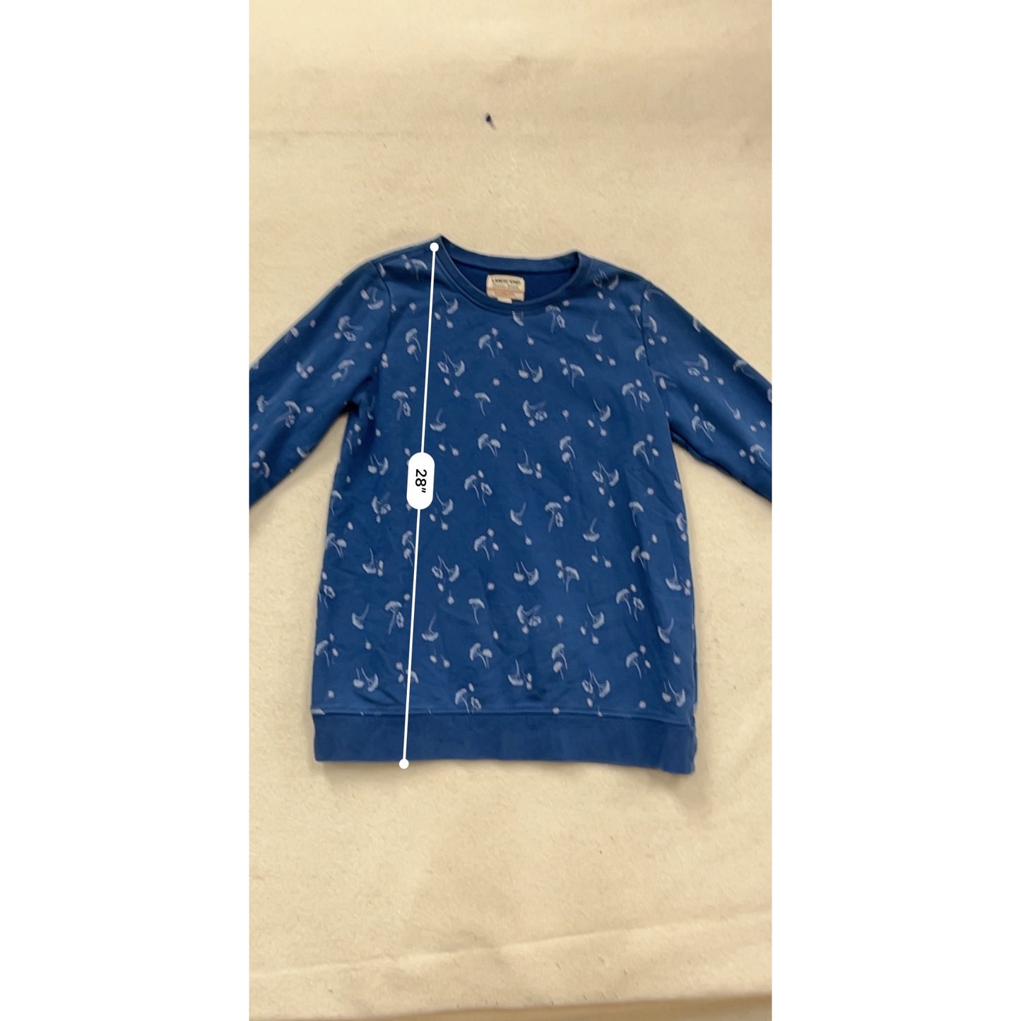 Lands End Kids Blue Dandelion Print Sweatshirt M #820A