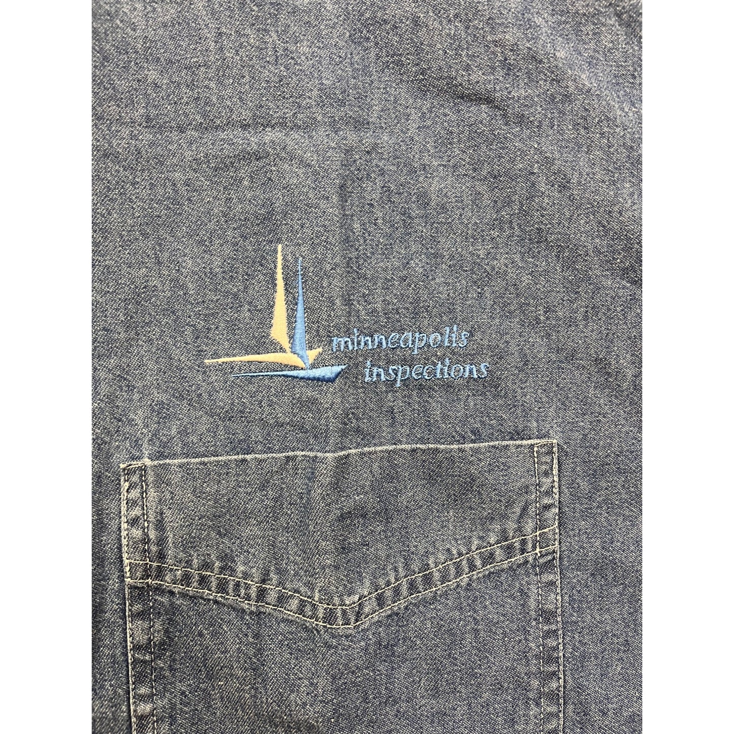Blue Generation Denim Shirt W/ Minneapolis Inspections Logo & Pocket #6126