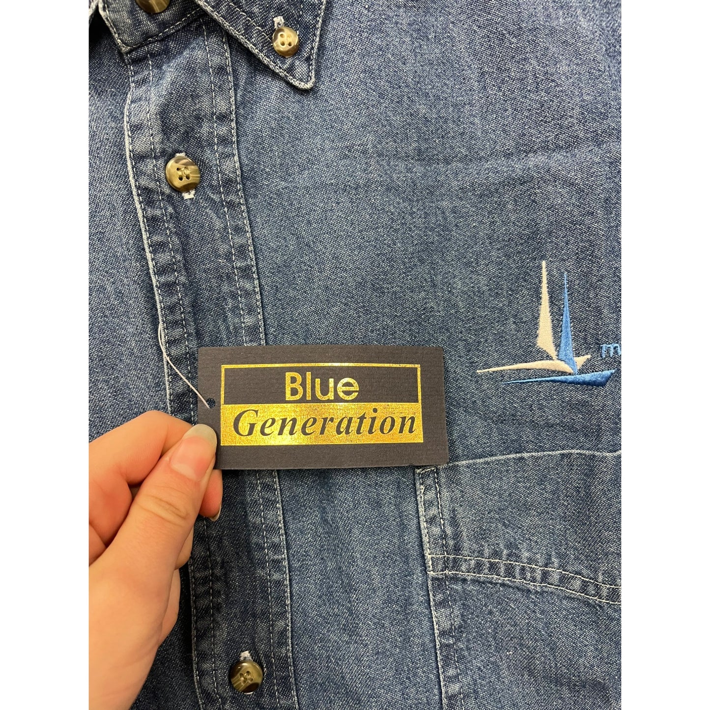 Blue Generation Denim Shirt W/ Minneapolis Inspections Logo & Pocket #6126