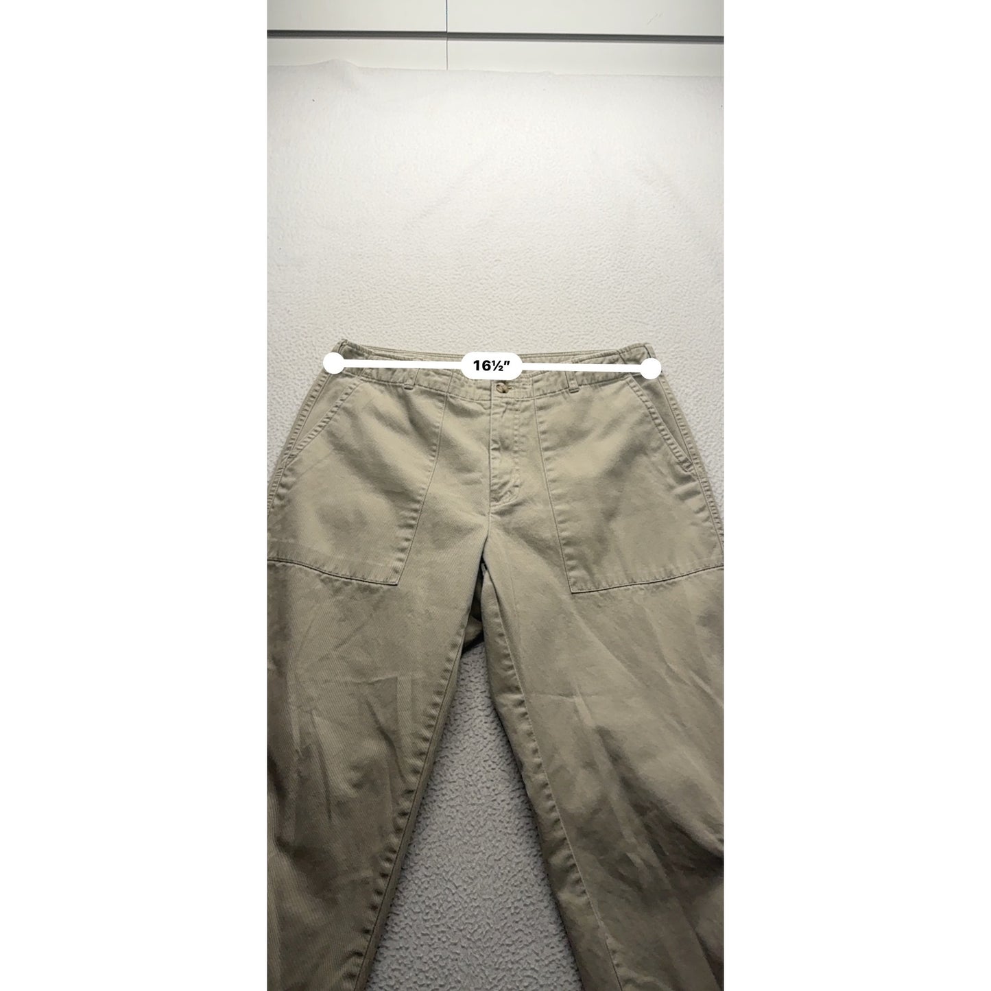 Beige Cargo Pants With Drawstring Hem & Pockets Size 8 100% Cotton #9263
