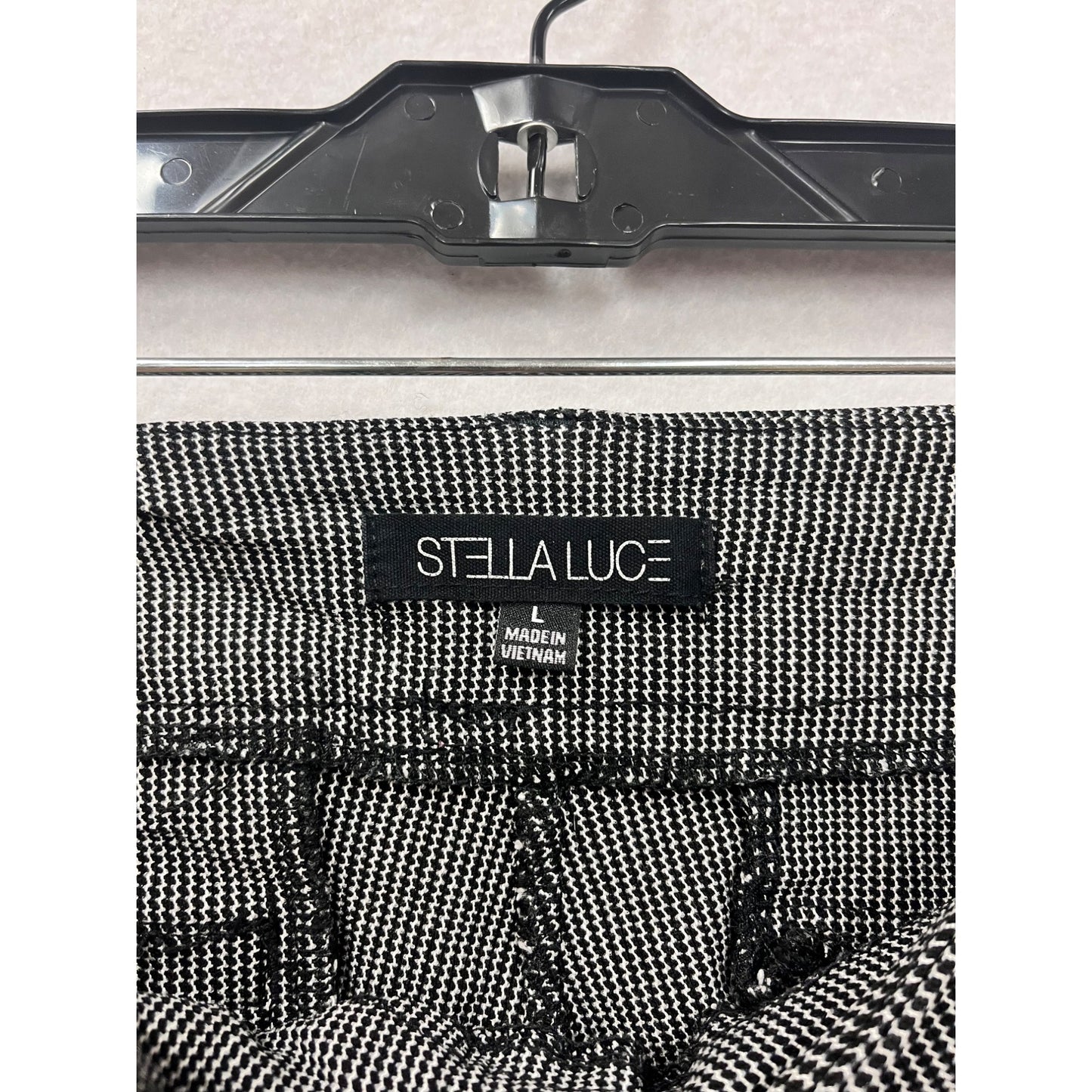 Stella Luce Womens Slim Fit Black & White Houndstooth Print Pants Size Large #6622