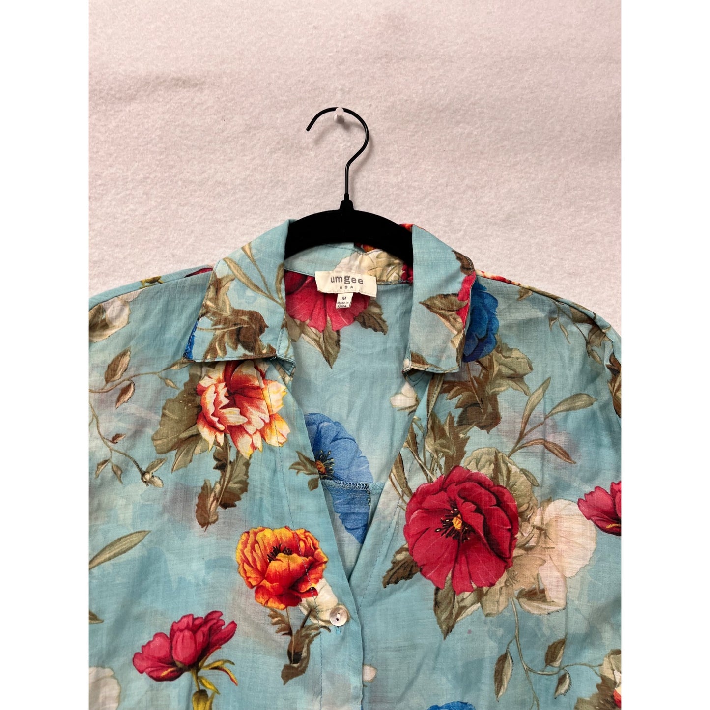 Women’s Medium Floral Button-Up Sheer Long-Sleeve Blouse By Umgee #6585