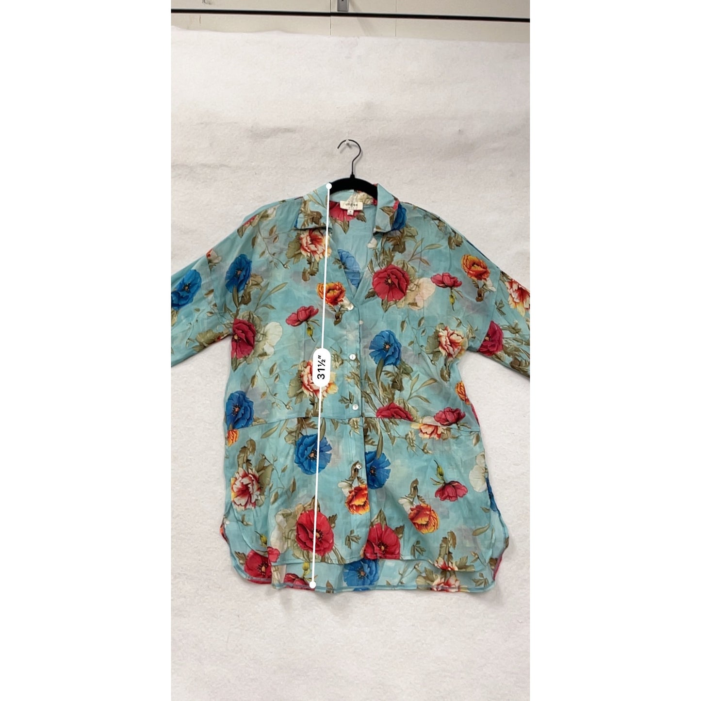 Women’s Medium Floral Button-Up Sheer Long-Sleeve Blouse By Umgee #6585