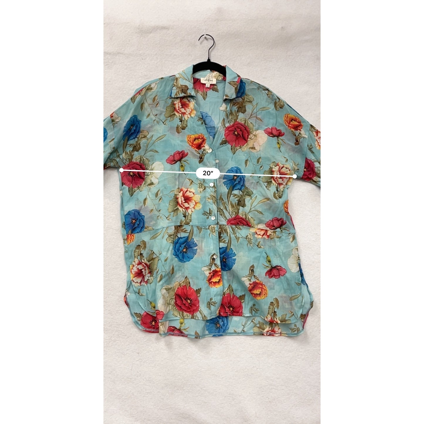 Women’s Medium Floral Button-Up Sheer Long-Sleeve Blouse By Umgee #6585