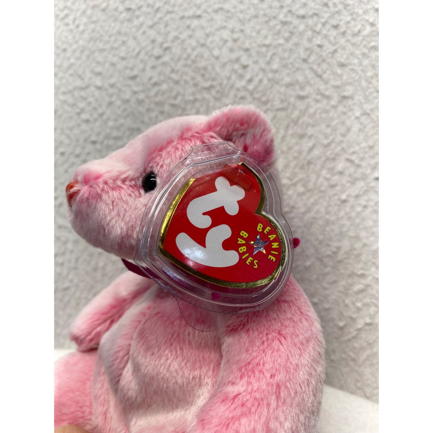 Ty Beanie Baby Romance Valentine Pink Bear Plush 2001 Collectible Stuffed Animal With Tag #7253