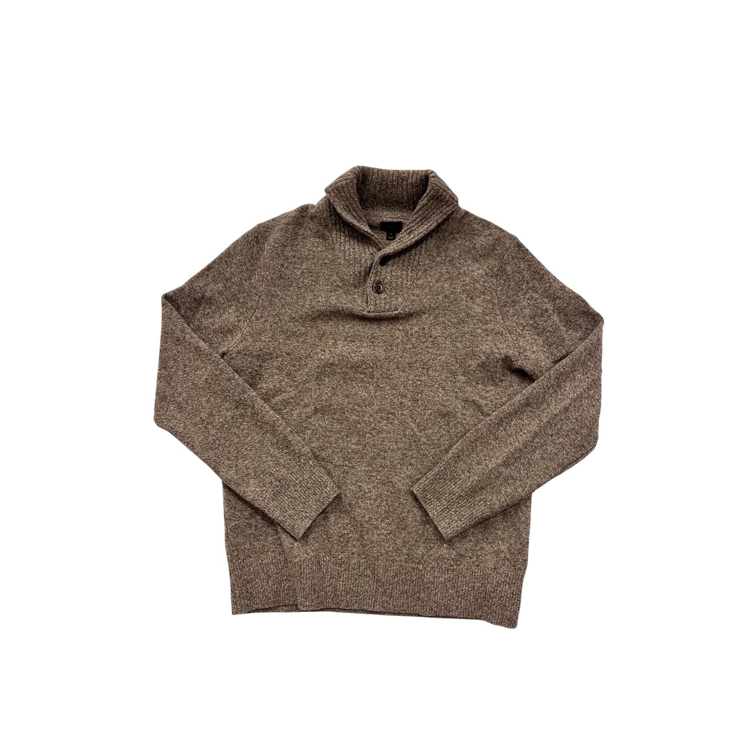 J.Crew Lambswool Shawl Collar Sweater Size L Brown Heather #8316