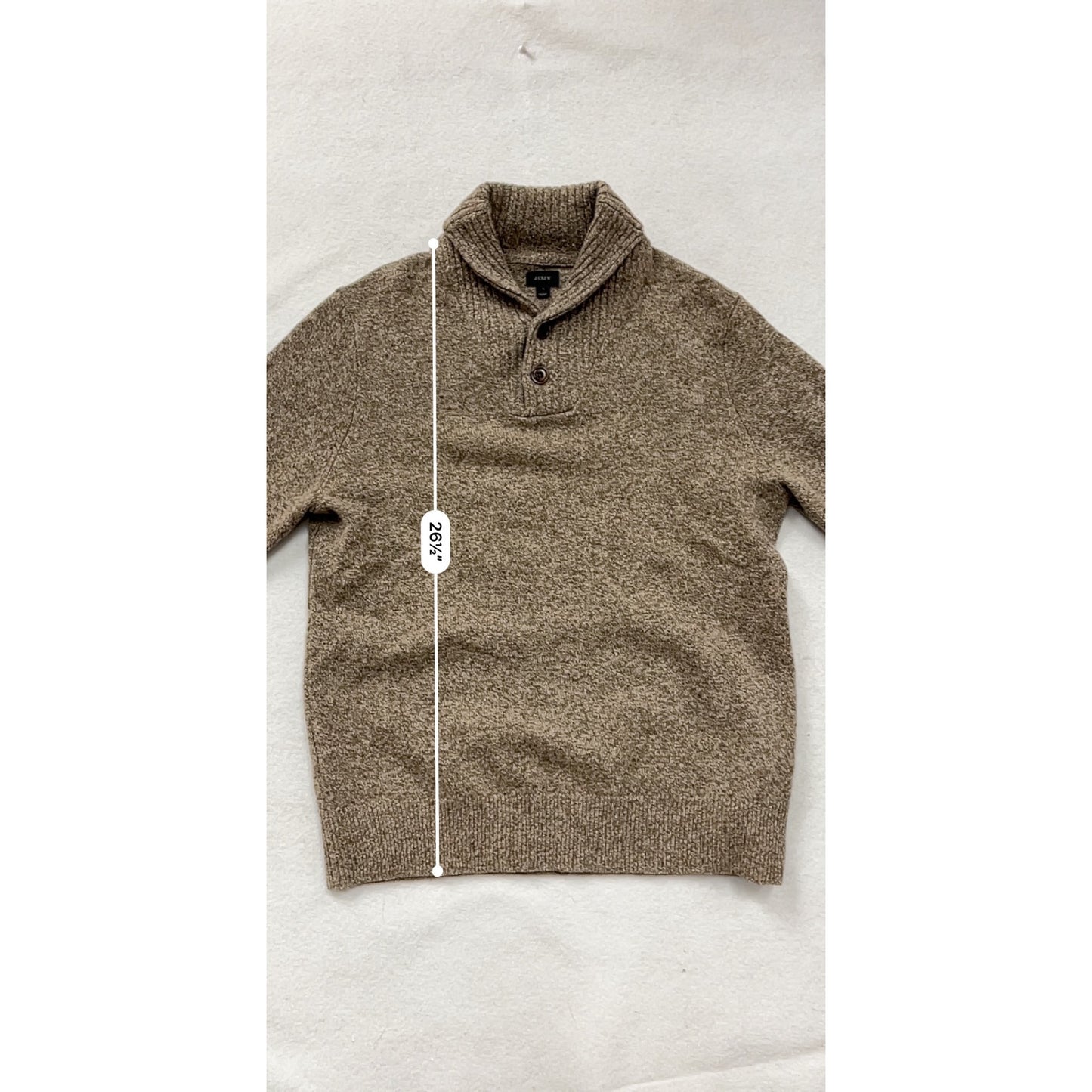 J.Crew Lambswool Shawl Collar Sweater Size L Brown Heather #8316