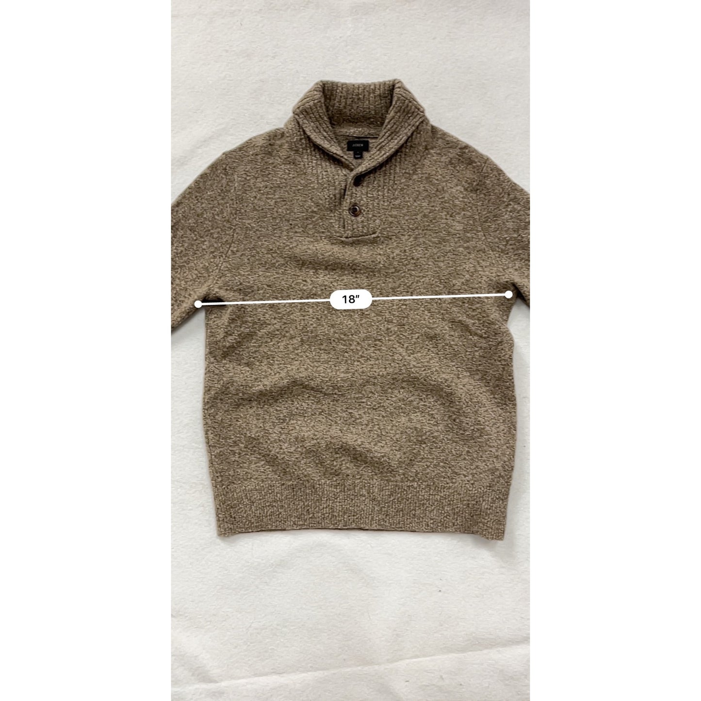 J.Crew Lambswool Shawl Collar Sweater Size L Brown Heather #8316