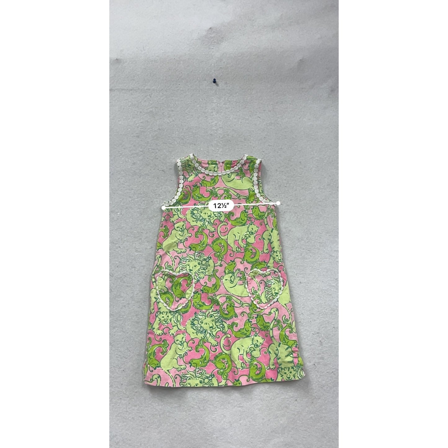 Lilly Pulitzer Girls Sleeveless Pink & Green Animal Print Dress 6 #706A