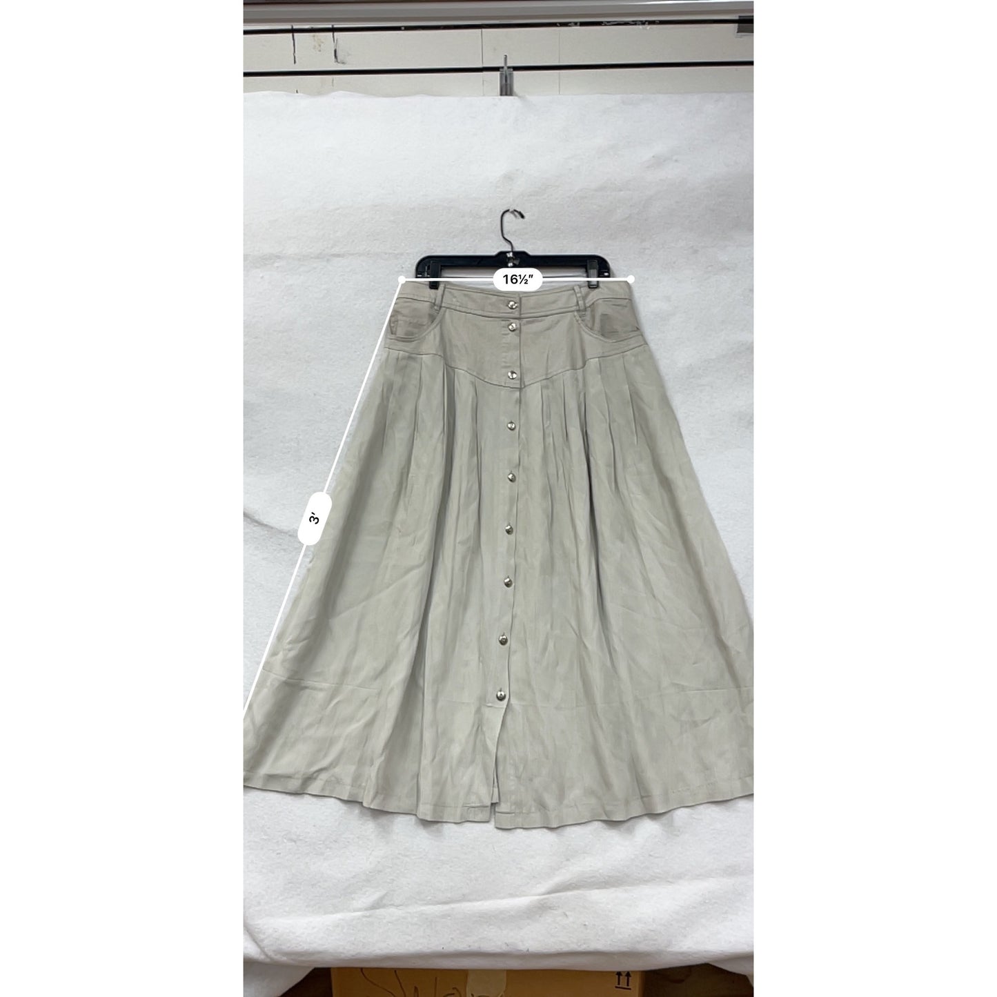 Vintage Style Button Front Pleated Maxi Skirt By Together Size L #8208