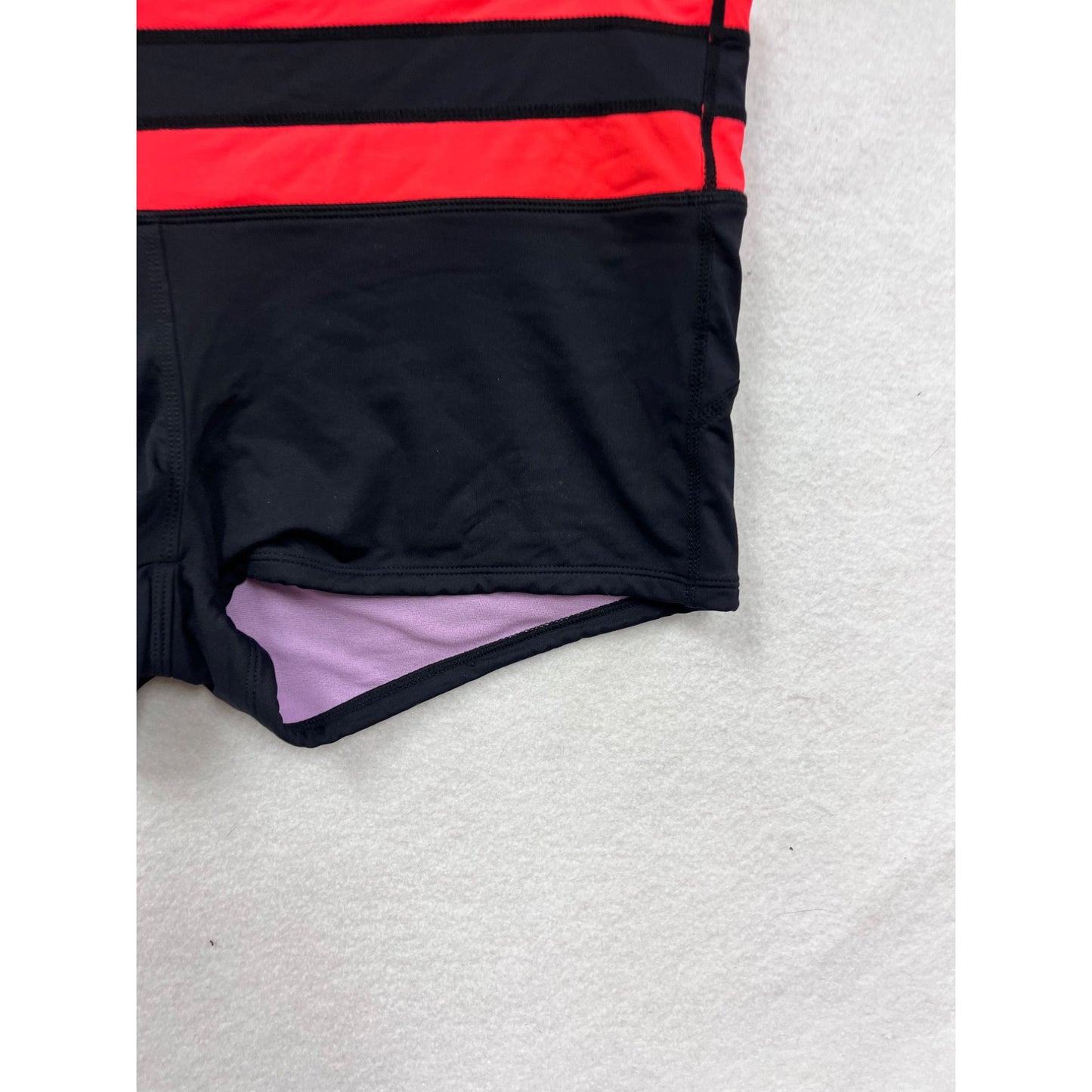Athleta Womens Large Black & Red Swim Bottoms With Purple Lining #8216
