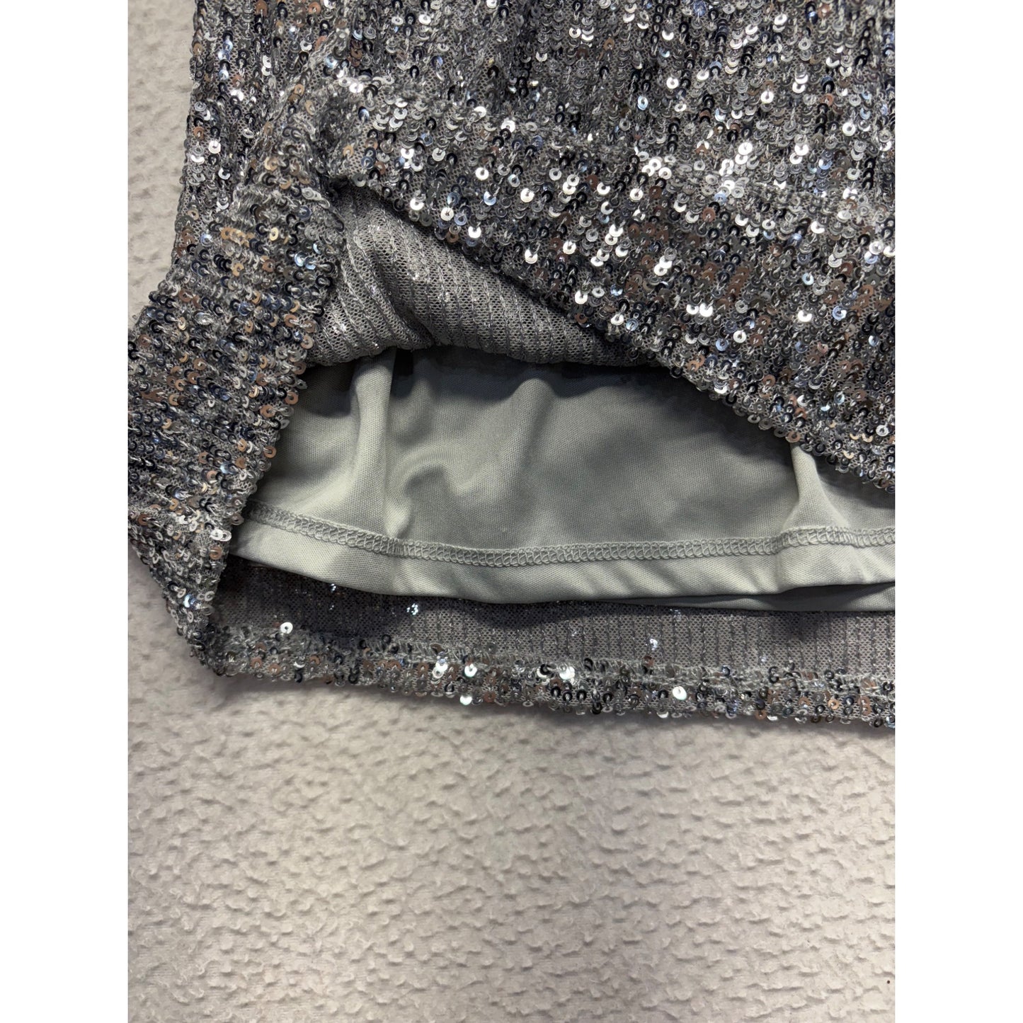 Silver Sequin Cold Shoulder Bell Sleeve Top By Cable & Gauge #7512