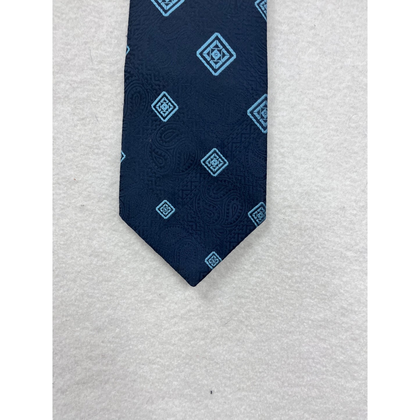 Mens Navy Blue Clip-On Tie Light Blue By Wenlon Wembley #8239