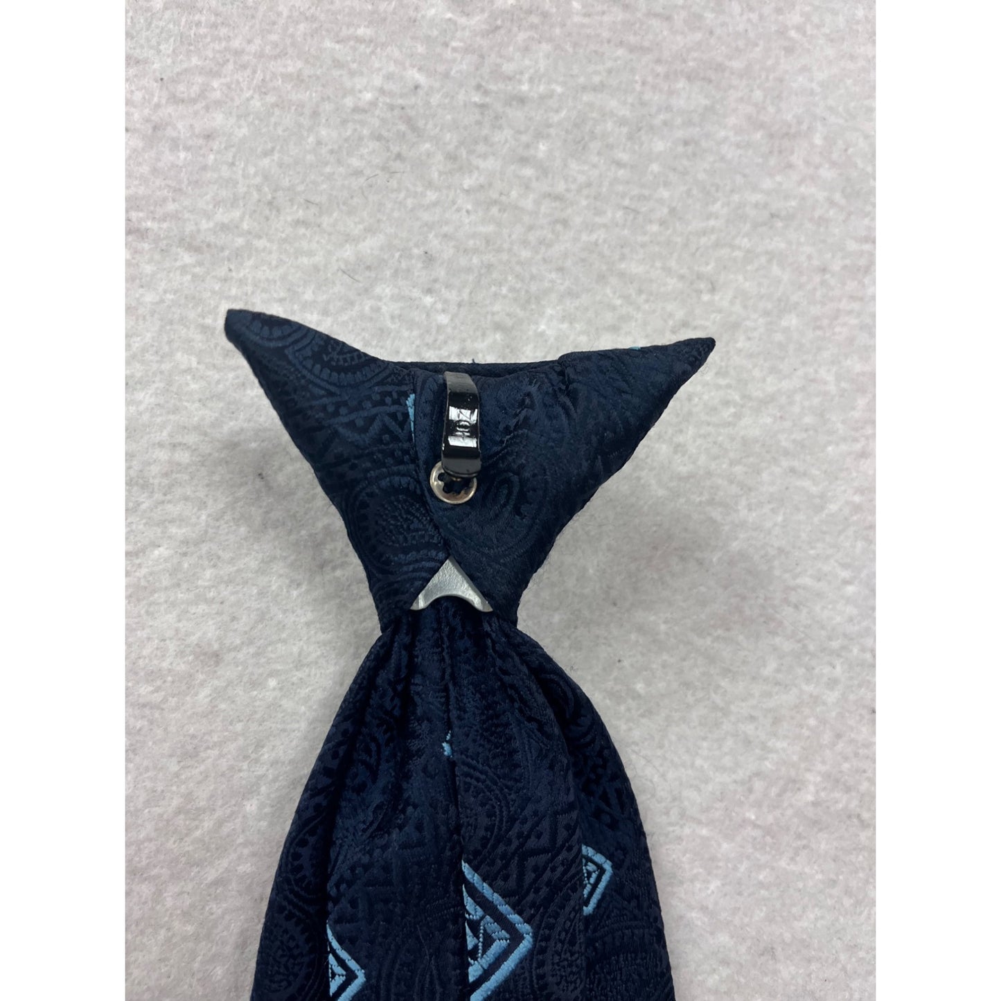 Mens Navy Blue Clip-On Tie Light Blue By Wenlon Wembley #8239