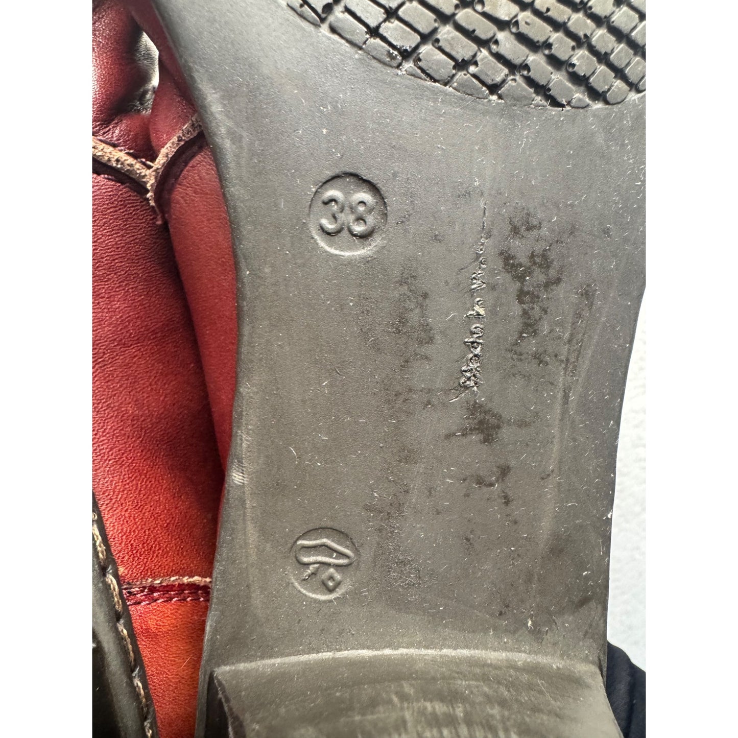 Rieker Red Leather Slip-On Shoes With Low Heel #9465