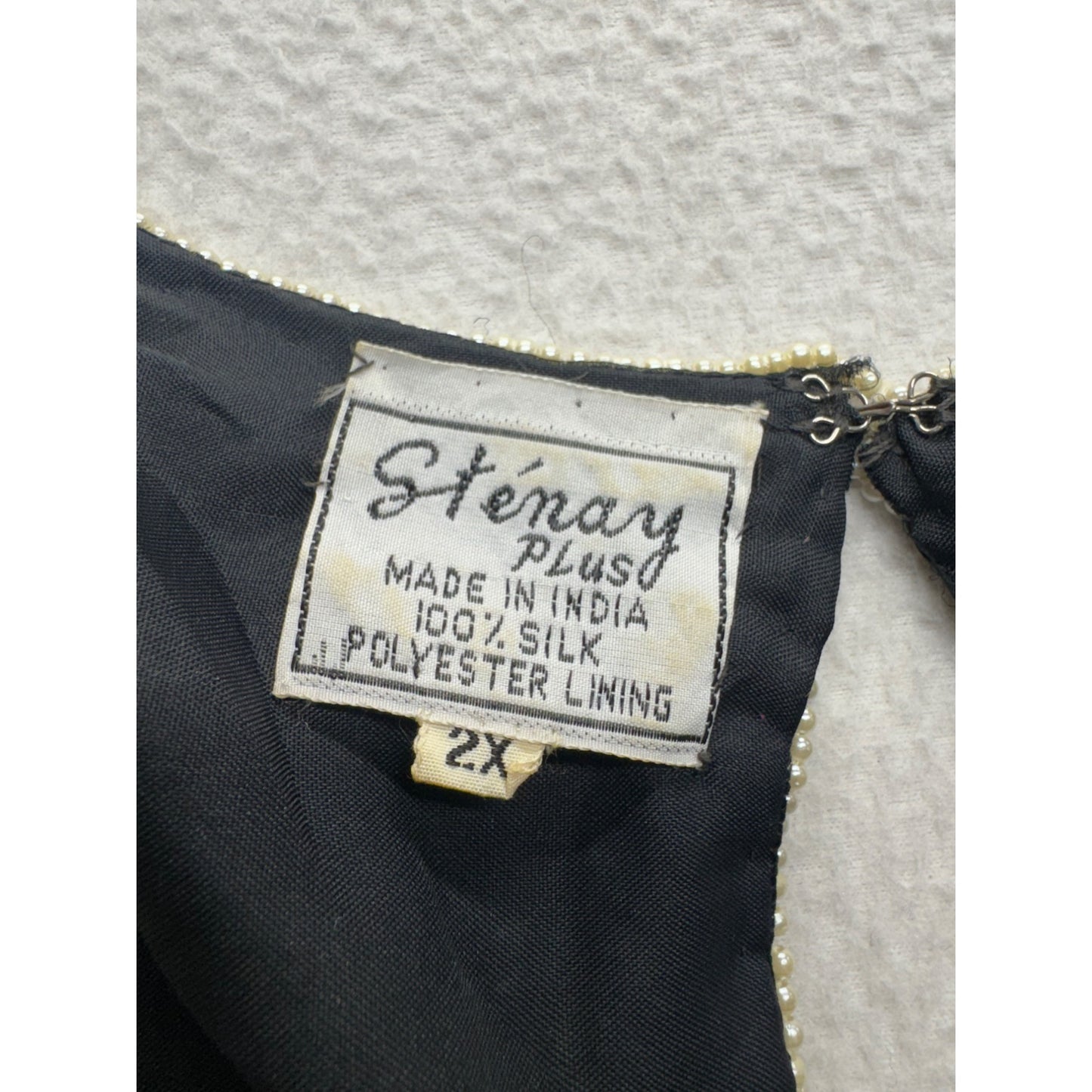 Vintage Stenay Black & Silver Sequin Embroidered Top Silk & Polyester #7961