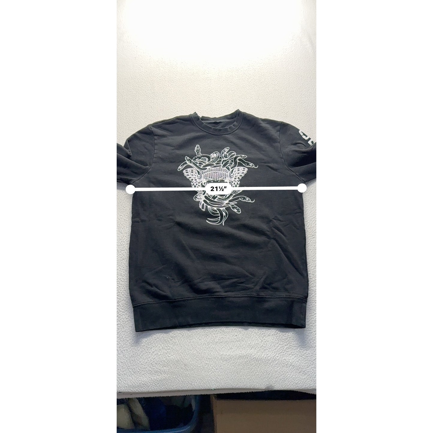 Black Crooks Sweatshirt Snake & Butterfly Graphic Design Text On Sleeve #9525