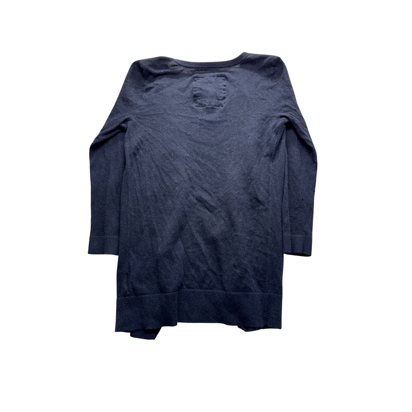 Hollister Navy Blue Ruffle Open Front Cardigan SZ M 100% Cotton #7762