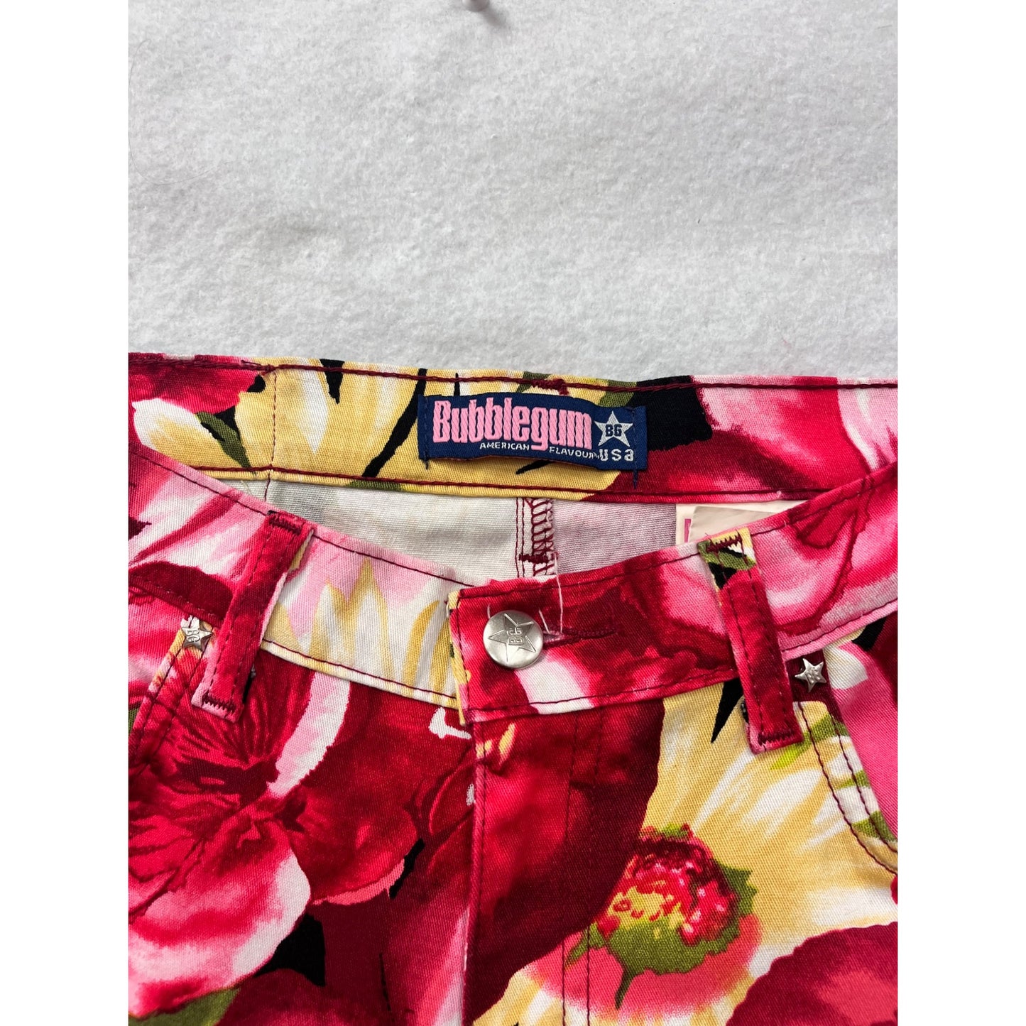 Womens Bubblegum Vibrant Floral Bootcut Pants Size 7/8 #6730