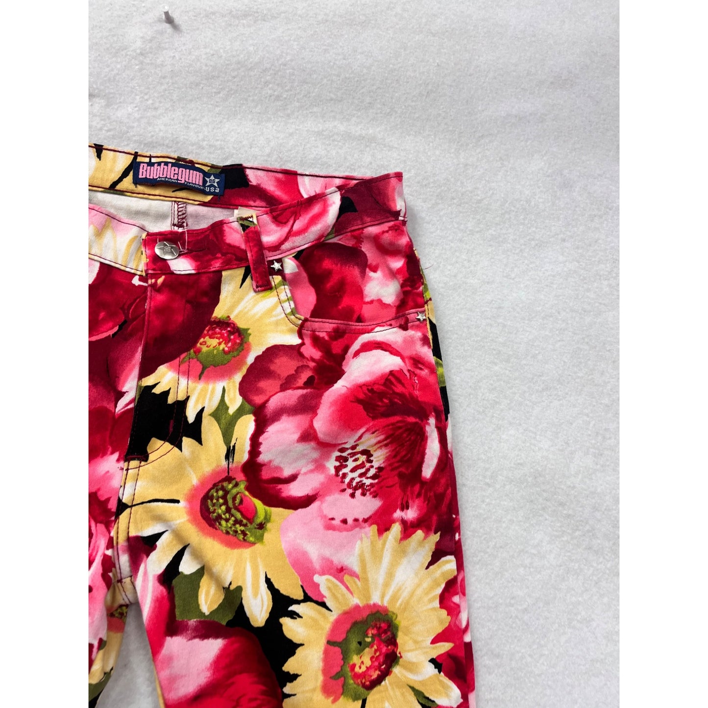 Womens Bubblegum Vibrant Floral Bootcut Pants Size 7/8 #6730