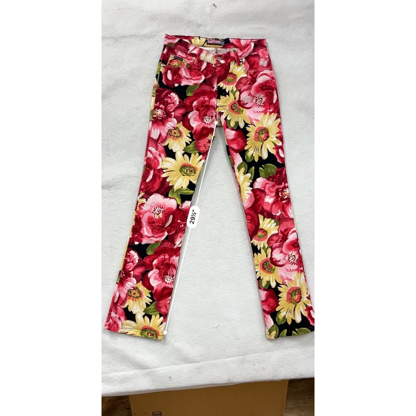 Womens Bubblegum Vibrant Floral Bootcut Pants Size 7/8 #6730