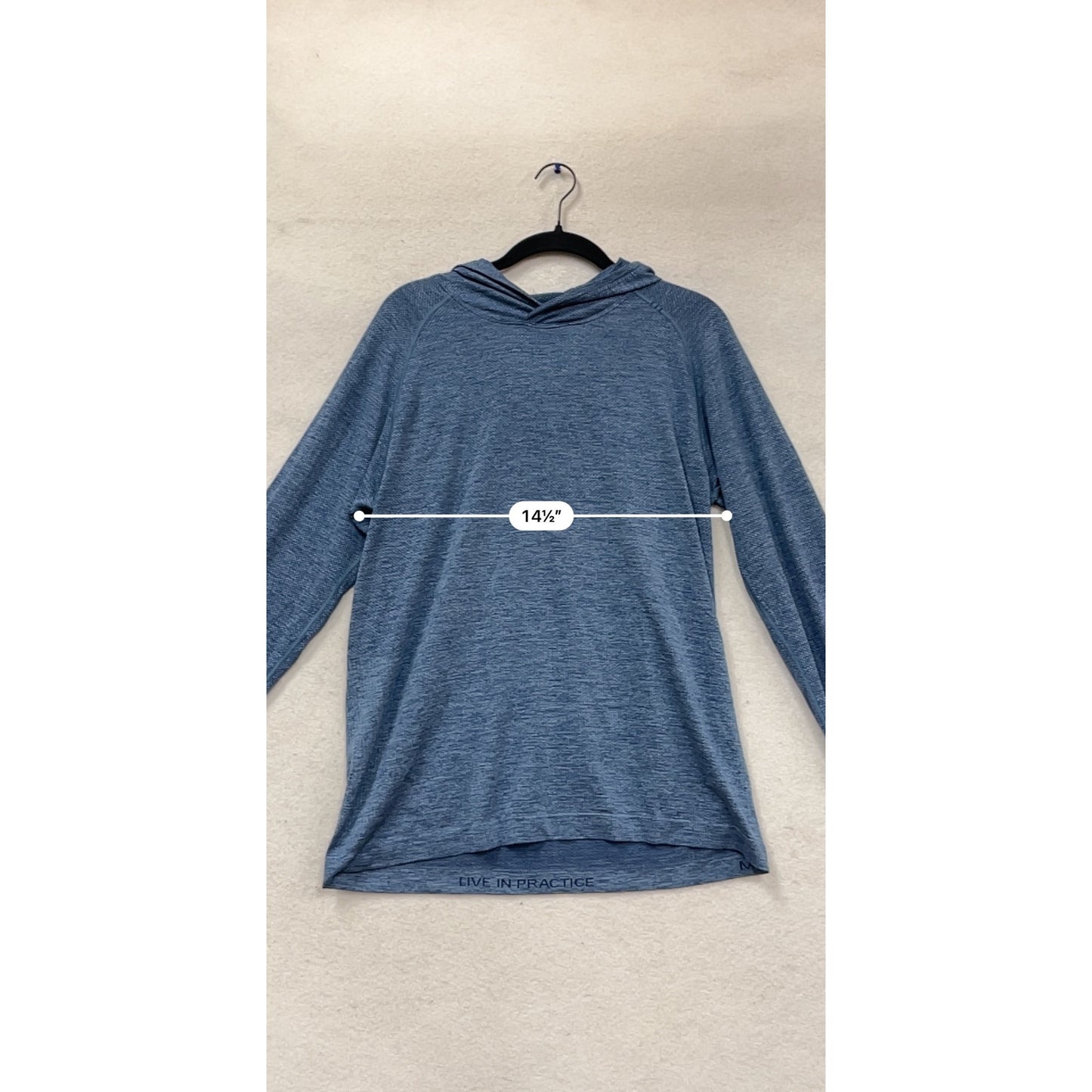 Live In Practice Blue Hooded Long Sleeve Top - Medium Size #939A
