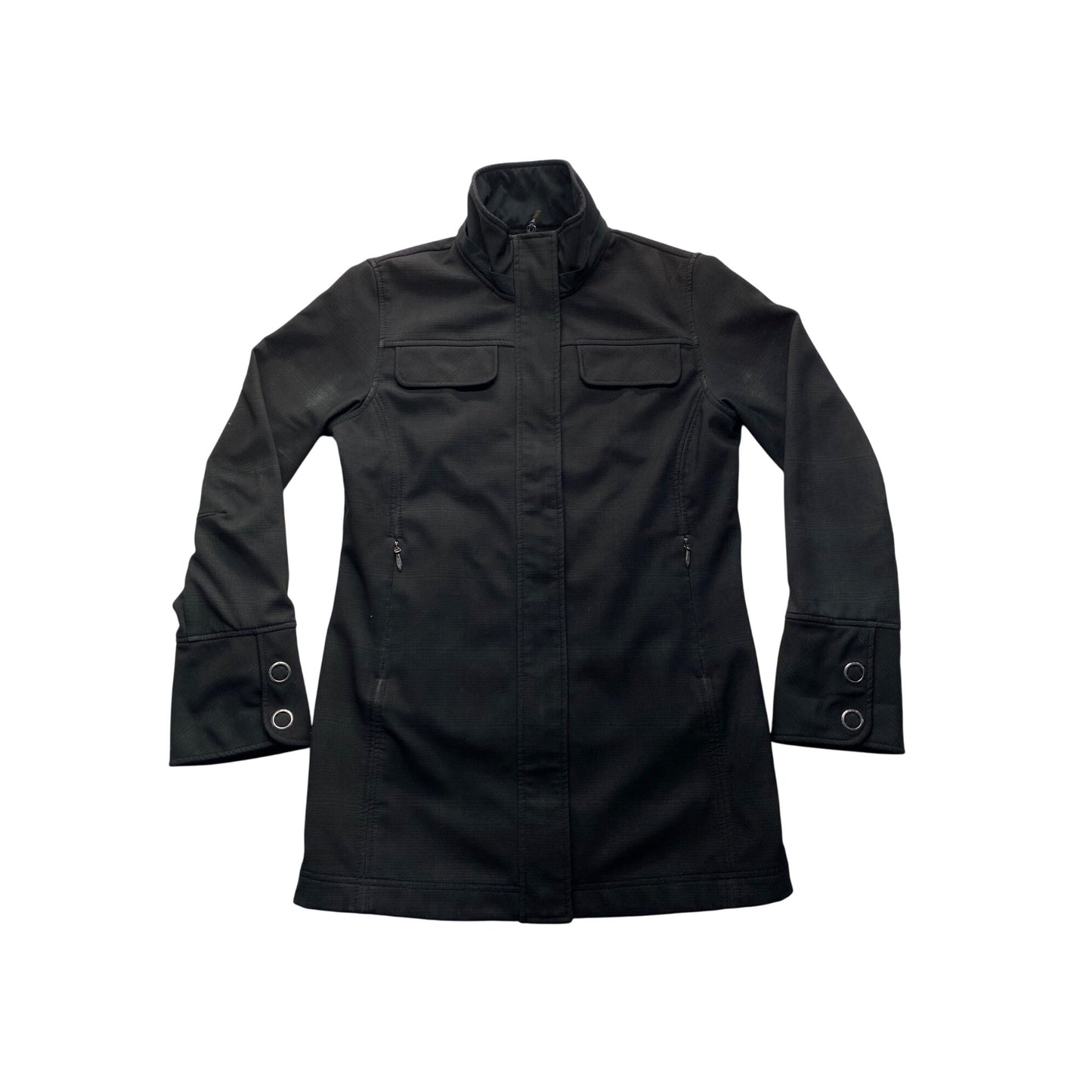 Woolrich Womens Medium Black Polyester Coat Jacket With Stand Collar & Buttoned Cuffs #7095