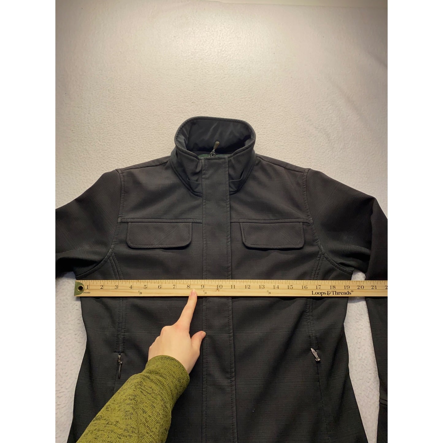 Woolrich Womens Medium Black Polyester Coat Jacket With Stand Collar & Buttoned Cuffs #7095