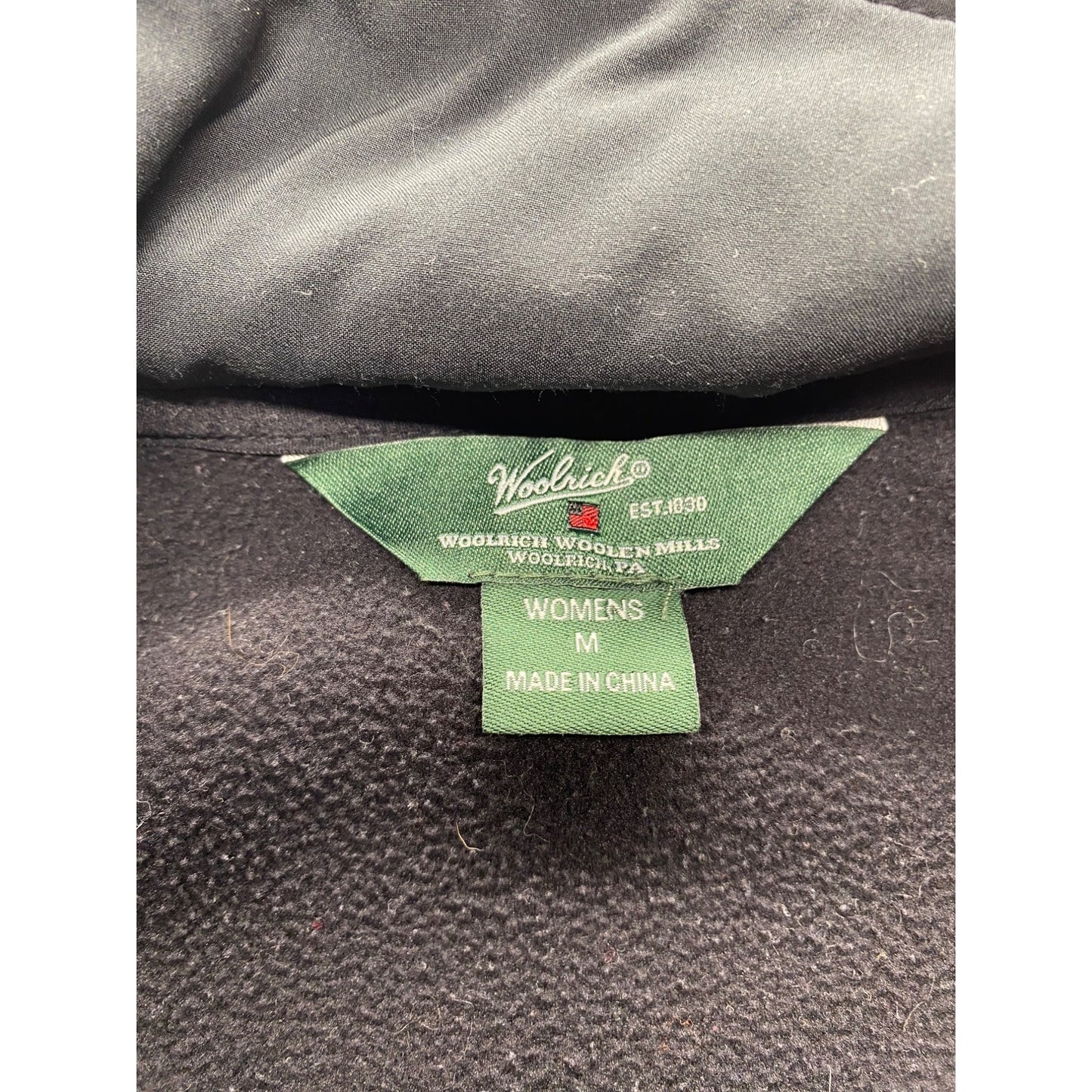 Woolrich Womens Medium Black Polyester Coat Jacket With Stand Collar & Buttoned Cuffs #7095
