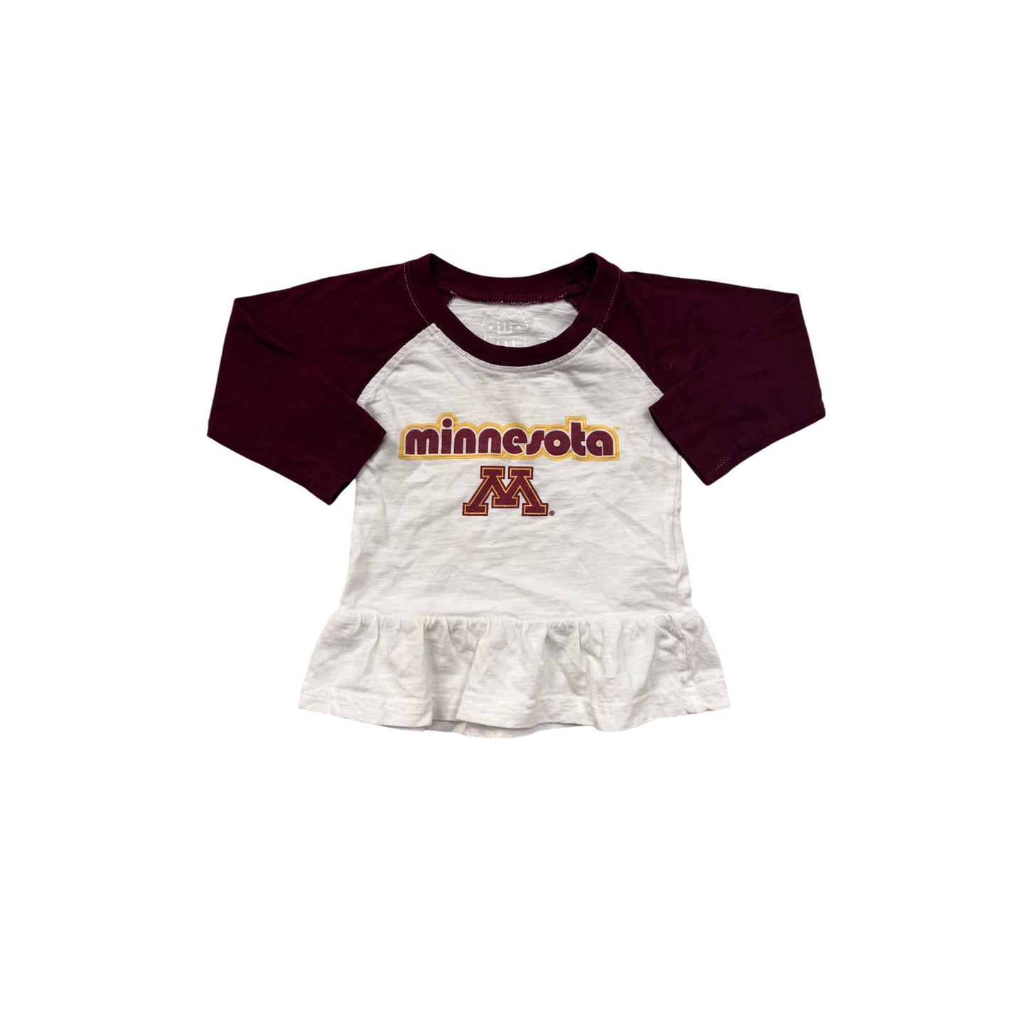 University of Minnesota Raglan Baby Peplum Top #6077