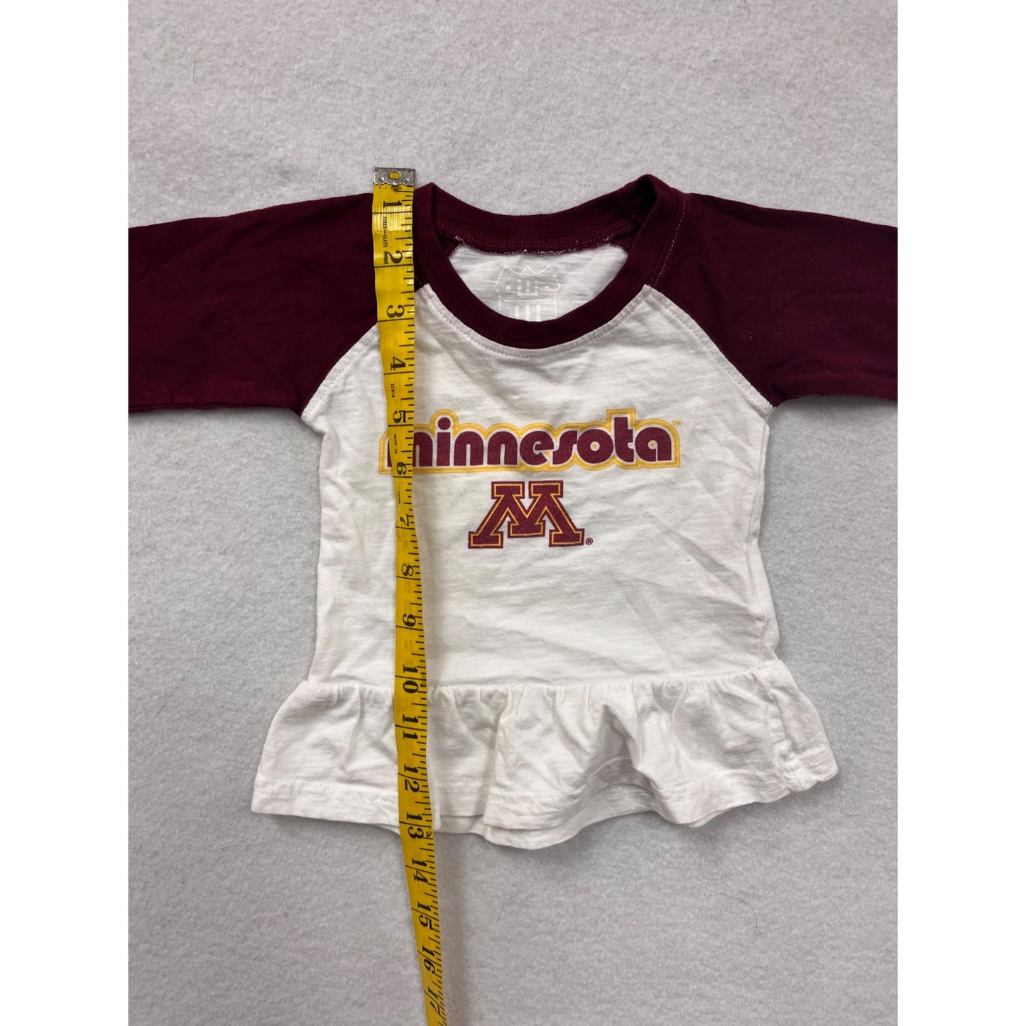 University of Minnesota Raglan Baby Peplum Top #6077