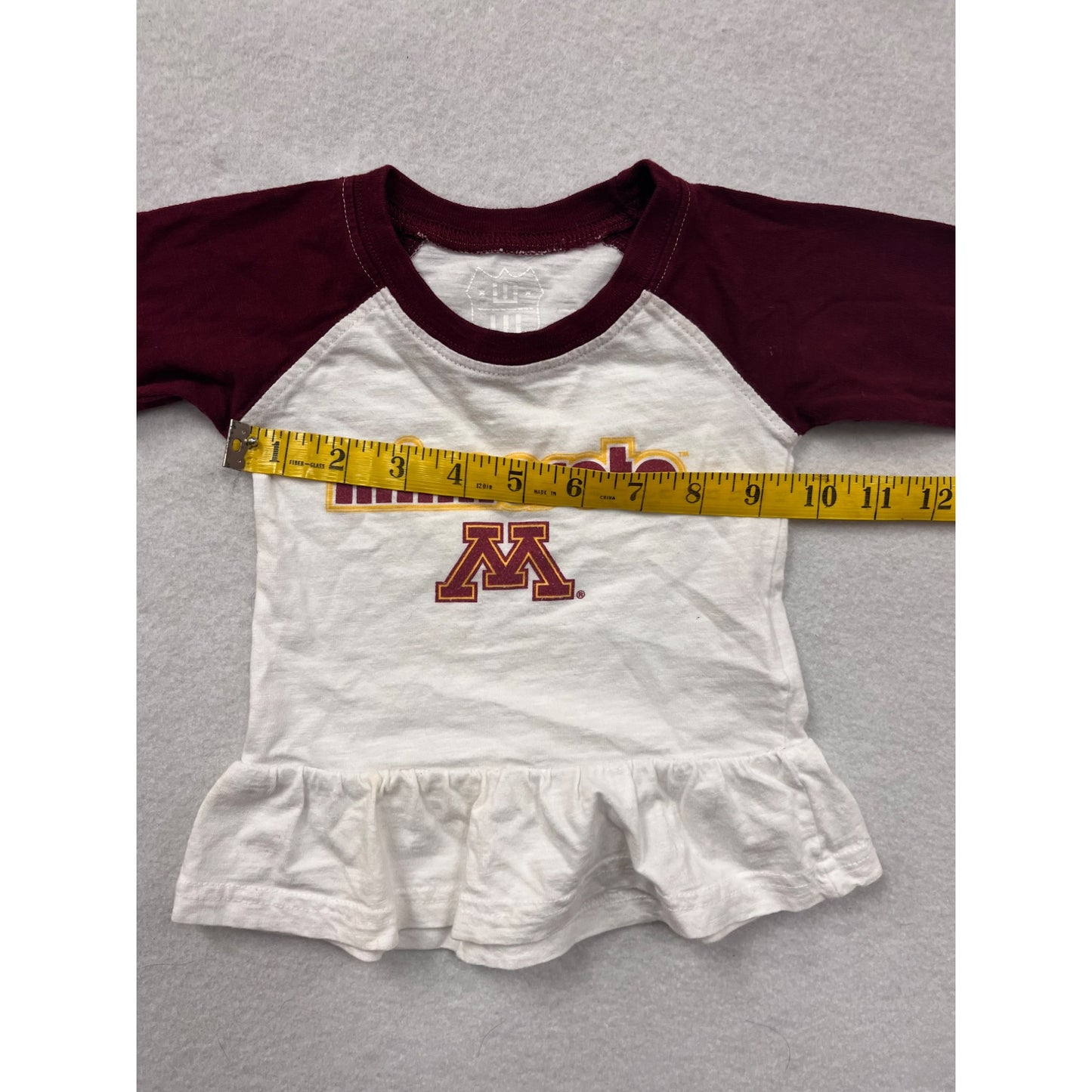 University of Minnesota Raglan Baby Peplum Top #6077