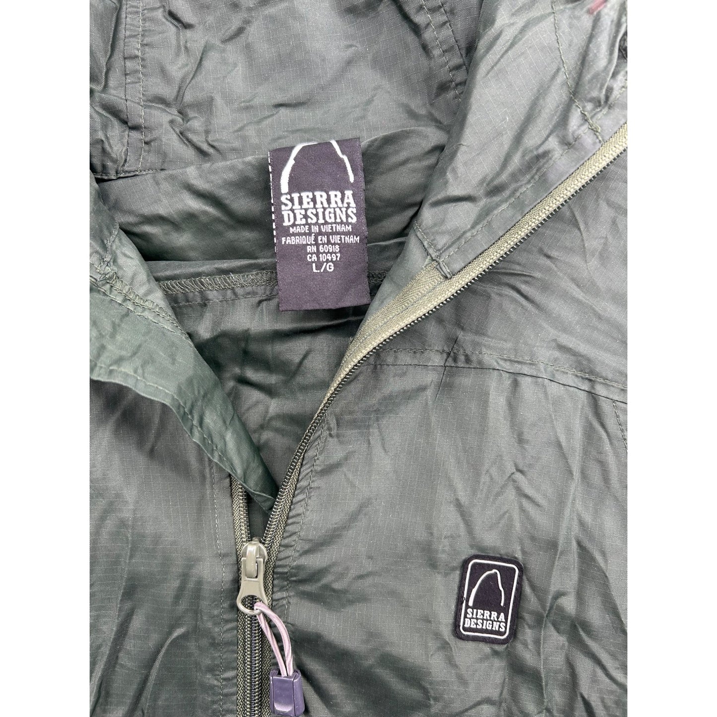 Sierra Designs Green Lightweight Nylon Hooded Jacket #6483
