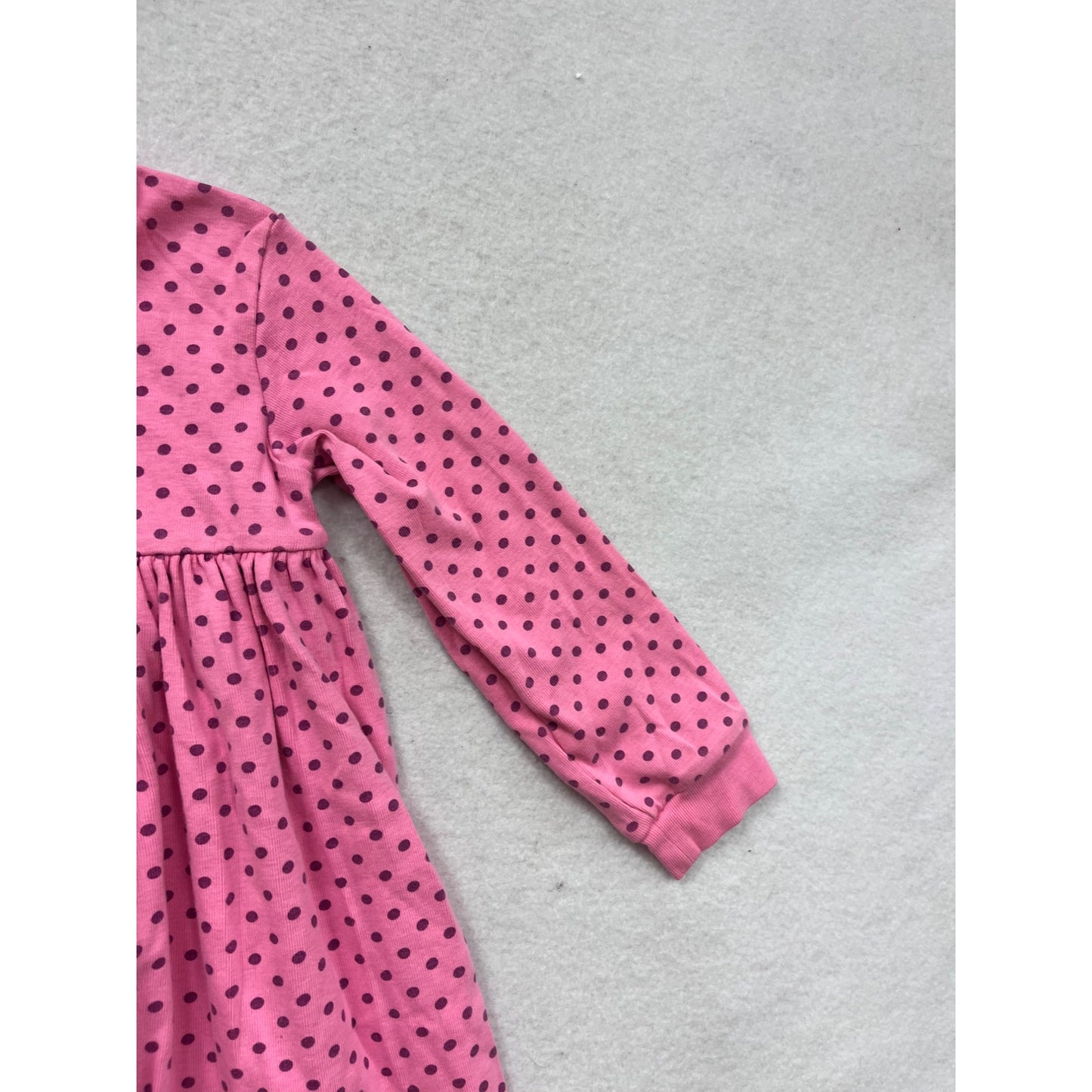 Hanna Andersson Pink Polka Dot Long Sleeve Dress Cotton Toddler Girl #8385