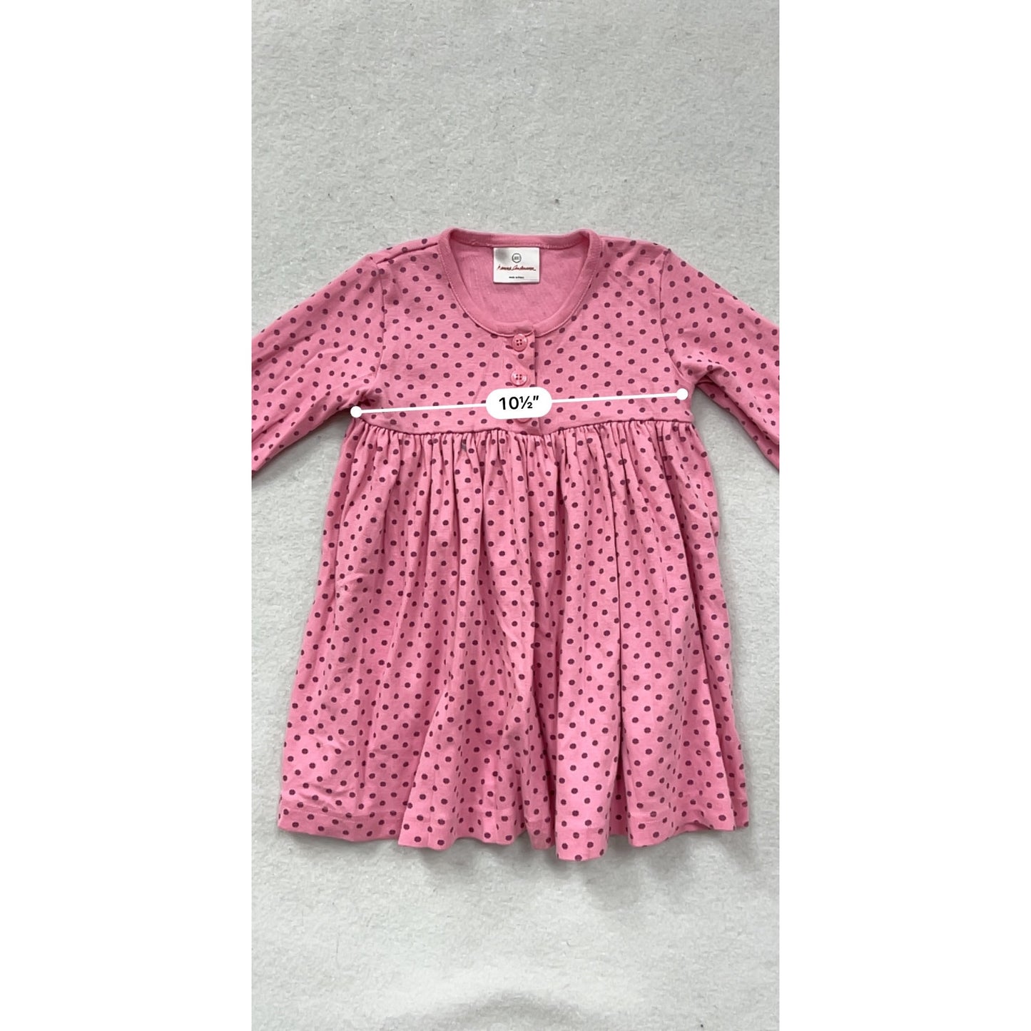 Hanna Andersson Pink Polka Dot Long Sleeve Dress Cotton Toddler Girl #8385