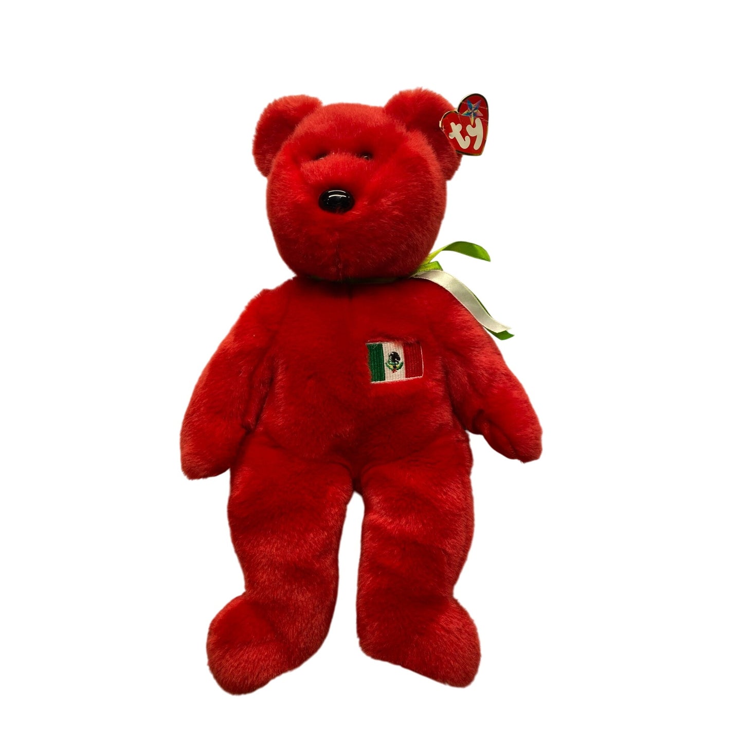 Ty Beanie Buddies Collection 1999 Osito Bear Red With Mexican Flag Plush 14" #7081