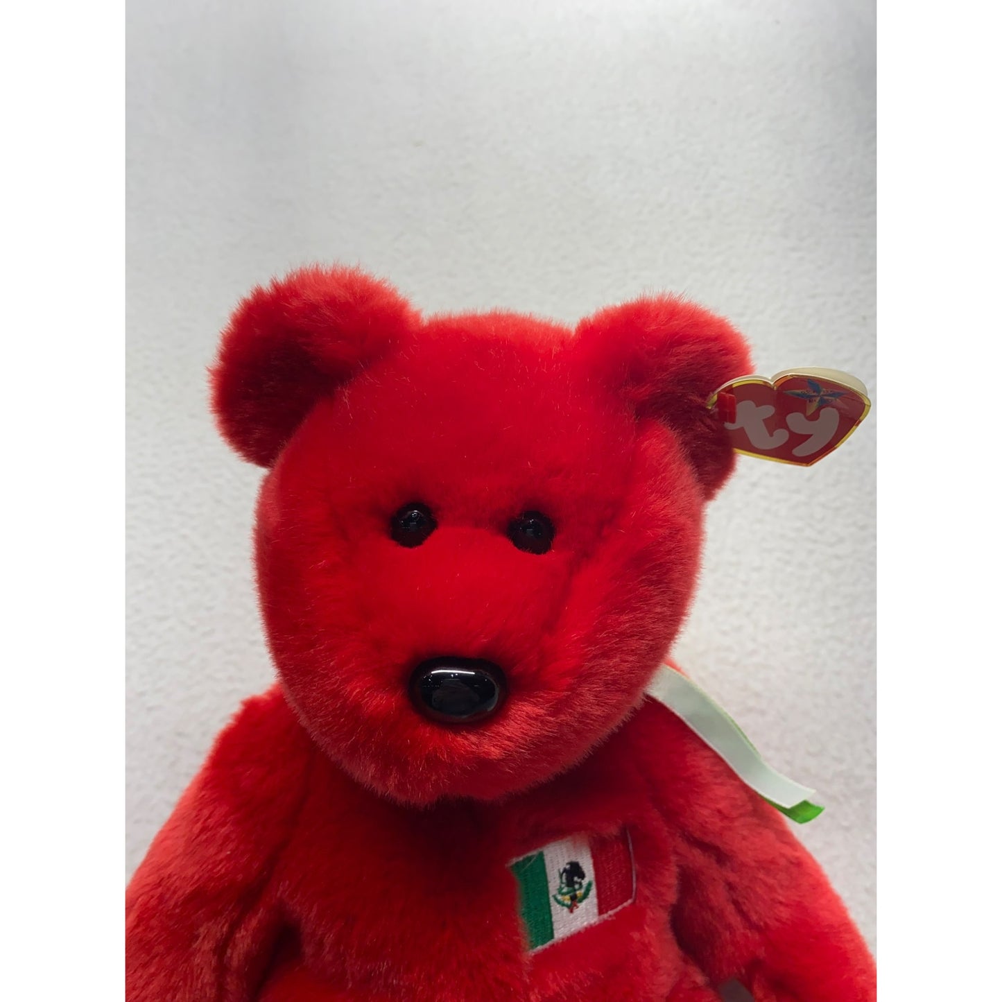 Ty Beanie Buddies Collection 1999 Osito Bear Red With Mexican Flag Plush 14" #7081