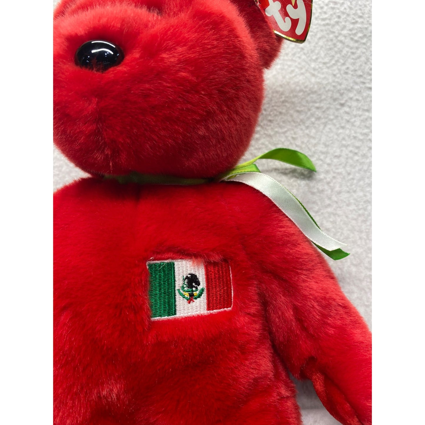 Ty Beanie Buddies Collection 1999 Osito Bear Red With Mexican Flag Plush 14" #7081