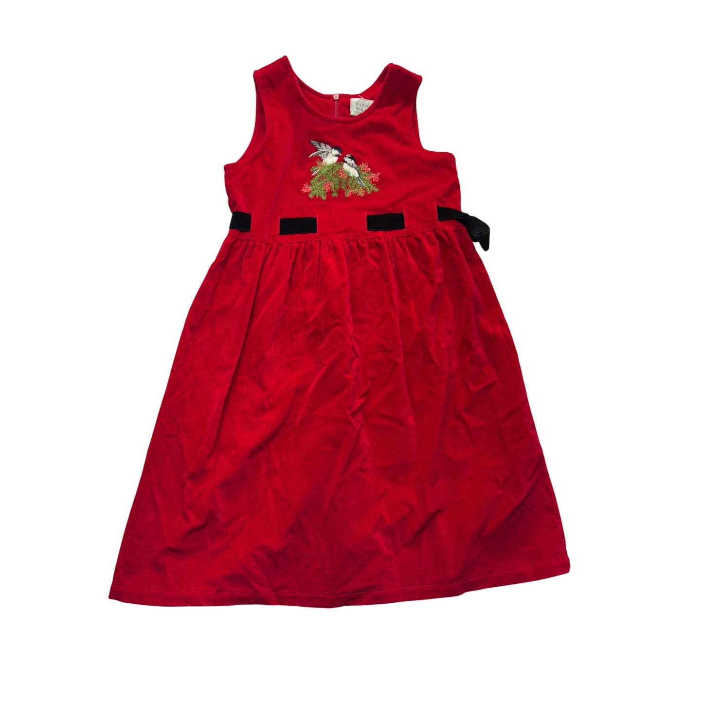 Vintage National Wildlife Federation Red Velvet Kids Dress #7652