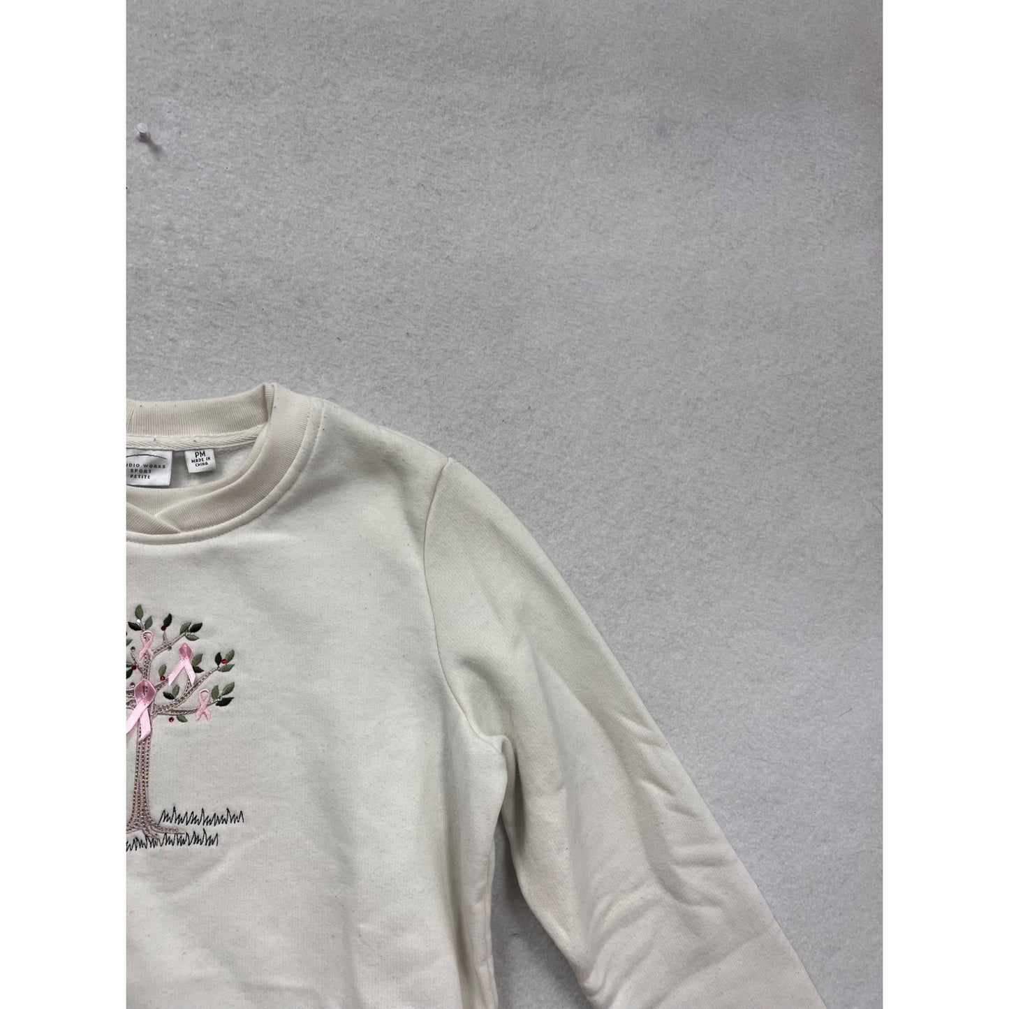 Breast Cancer Awareness Graphic Sweatshirt Studio Works Petite Soft #242A