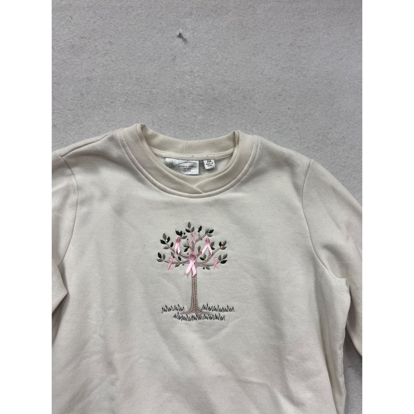 Breast Cancer Awareness Graphic Sweatshirt Studio Works Petite Soft #242A