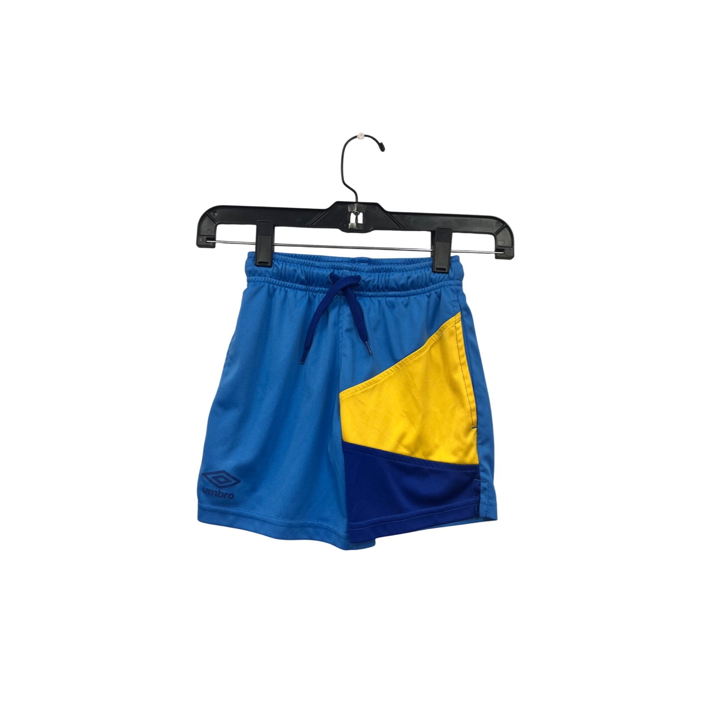 Umbro Boys XS 4/5 Athletic Shorts Blue/Yellow Colorblock Design #6678
