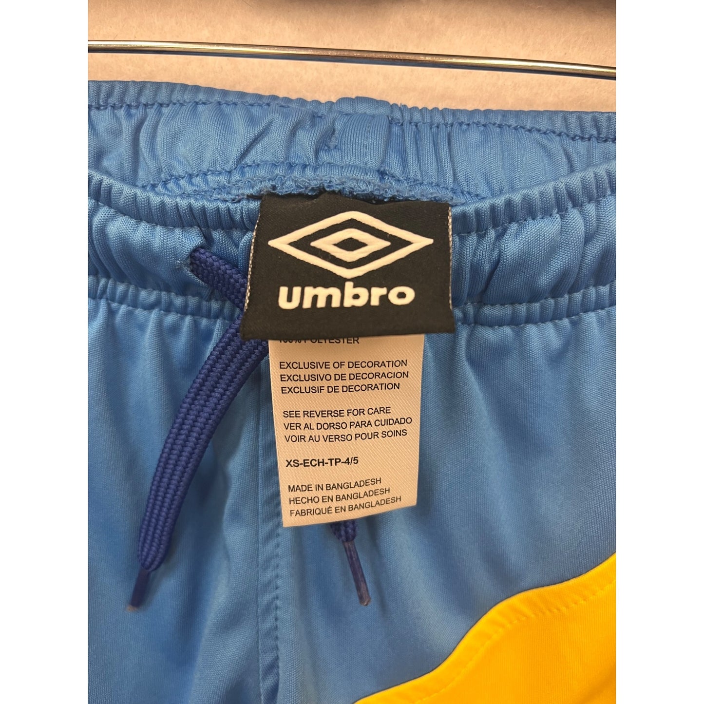Umbro Boys XS 4/5 Athletic Shorts Blue/Yellow Colorblock Design #6678